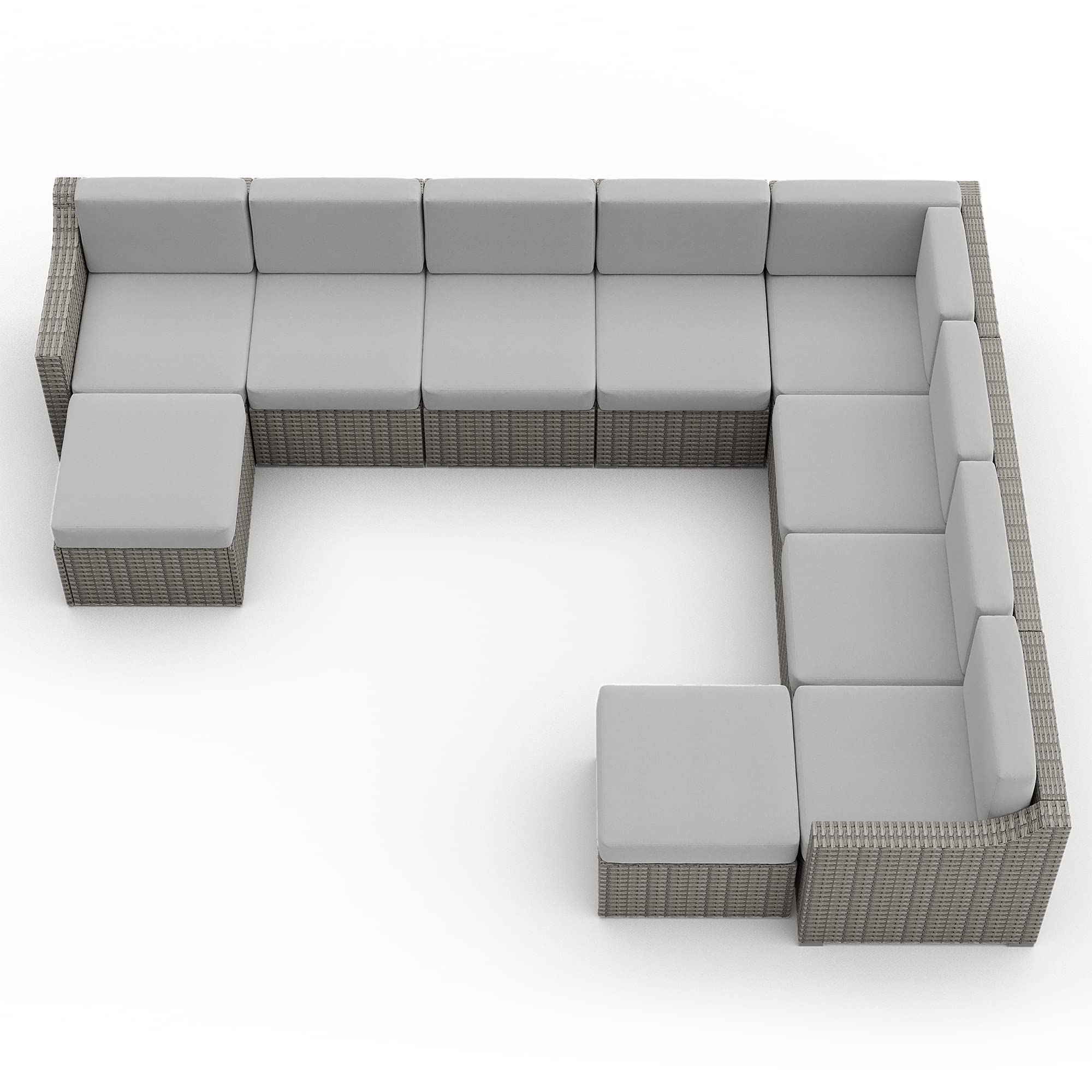 HAPPATIO 10-Piece Patio Conversation Set - Outdoor Rattan Wicker Sectional Sofa with Multiple Configuration Options, Easy Assembly (Gray/Beige) - Perfect for Backyard, Garden, Poolside & Patio Relaxation