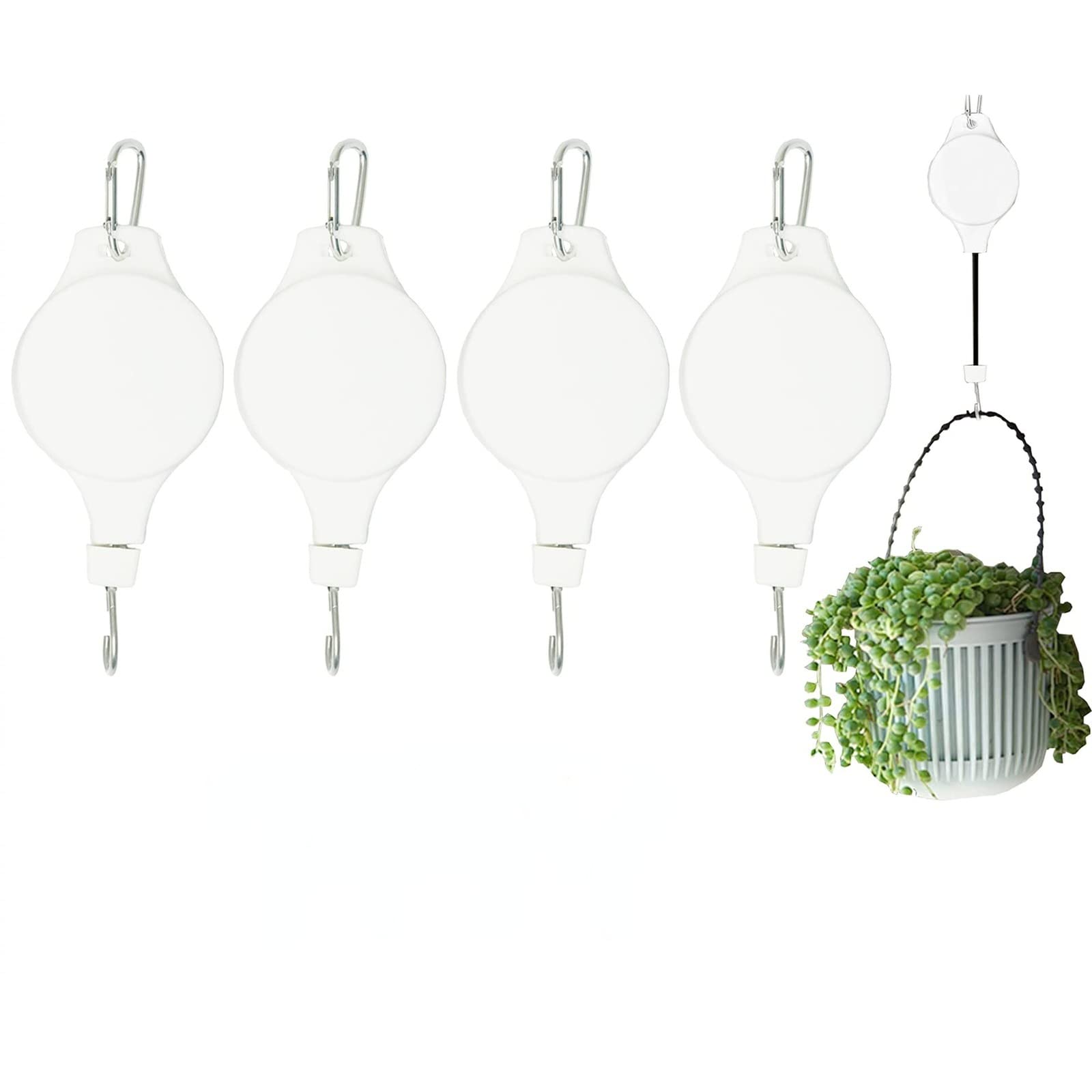 Heavy-Duty Plant Pulley System - Adjustable Height Retractable Wire Hooks for Hanging Plants, Garden Baskets, Pots & Bird Feeders | Indoor & Outdoor Use | Perfect for Balcony, Patio & Greenhouse Gardening