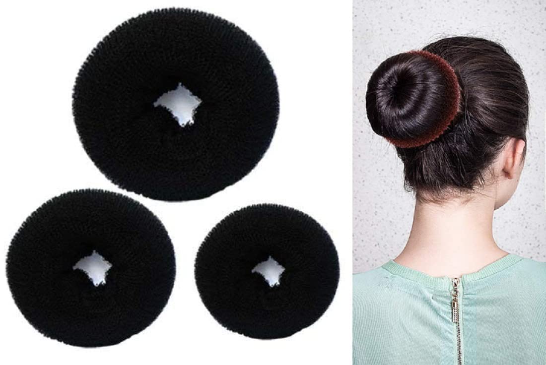 Premium Hair Donut Bun Maker Set - 3 Sizes Salon-Quality Hair Accessories for Perfect Buns & Updos (Black) | Great for Weddings, Parties & Everyday Styling