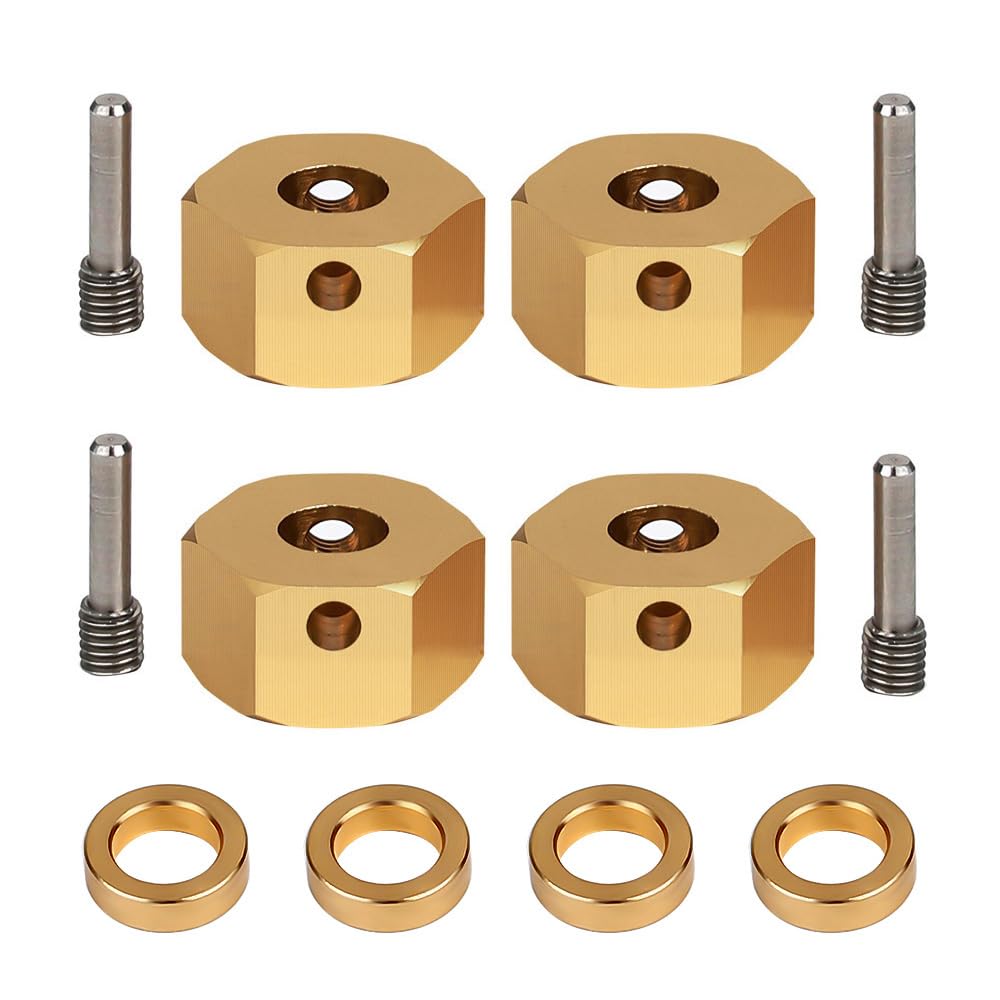 INJORA 12mm RC Wheel Hex Adapters - 4pcs Brass Hex for 1/10 Scale RC Crawler Axial SCX10 III AXI03007 (8mm) - Perfect for Off-Road Crawling & Rock Racing