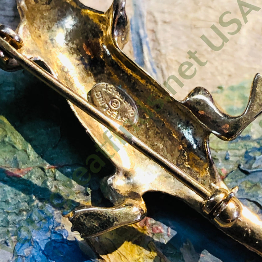 Vintage Gold over Sterling Silver Lizard Pin Brooch by Danecraft - Elegant Reptile Jewelry for Women, Fashion Accessory for Blazers, Scarves & Handbags