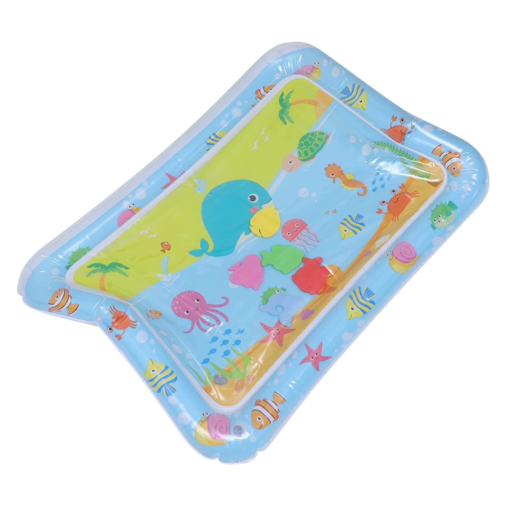 CIMAXIC 2 Pack Baby Tummy Time Water Play Mat - Blue Ocean Themed Sensory Activity Mat for Infants & Toddlers | Safe BPA-Free Plastic for Crawling, Learning & Developmental Play