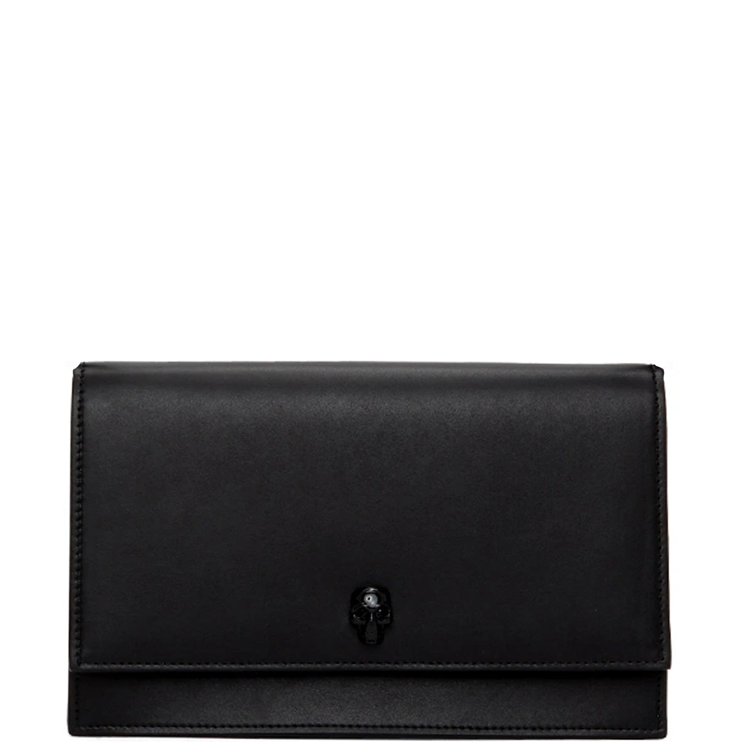 Skull Print Medium Crossbody Bag - Smooth Black Leather for Women & Men | Perfect for Casual Outings, Travel & Gothic Fashion