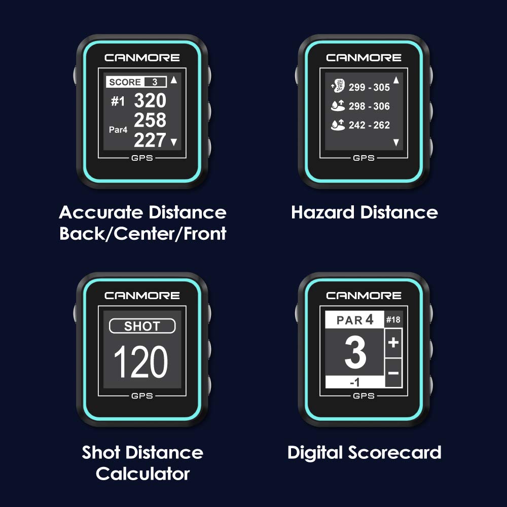 CANMORE H300 Handheld GPS Golf Rangefinder - Accurate Shot Distance & Yardage Measurement, 41,000 Preloaded Worldwide Golf Courses, Lightweight Golf GPS Device with Magnetic Cart Clip (Turquoise) - Perfect for On-Course Distance Tracking & Golf Cart Accessory