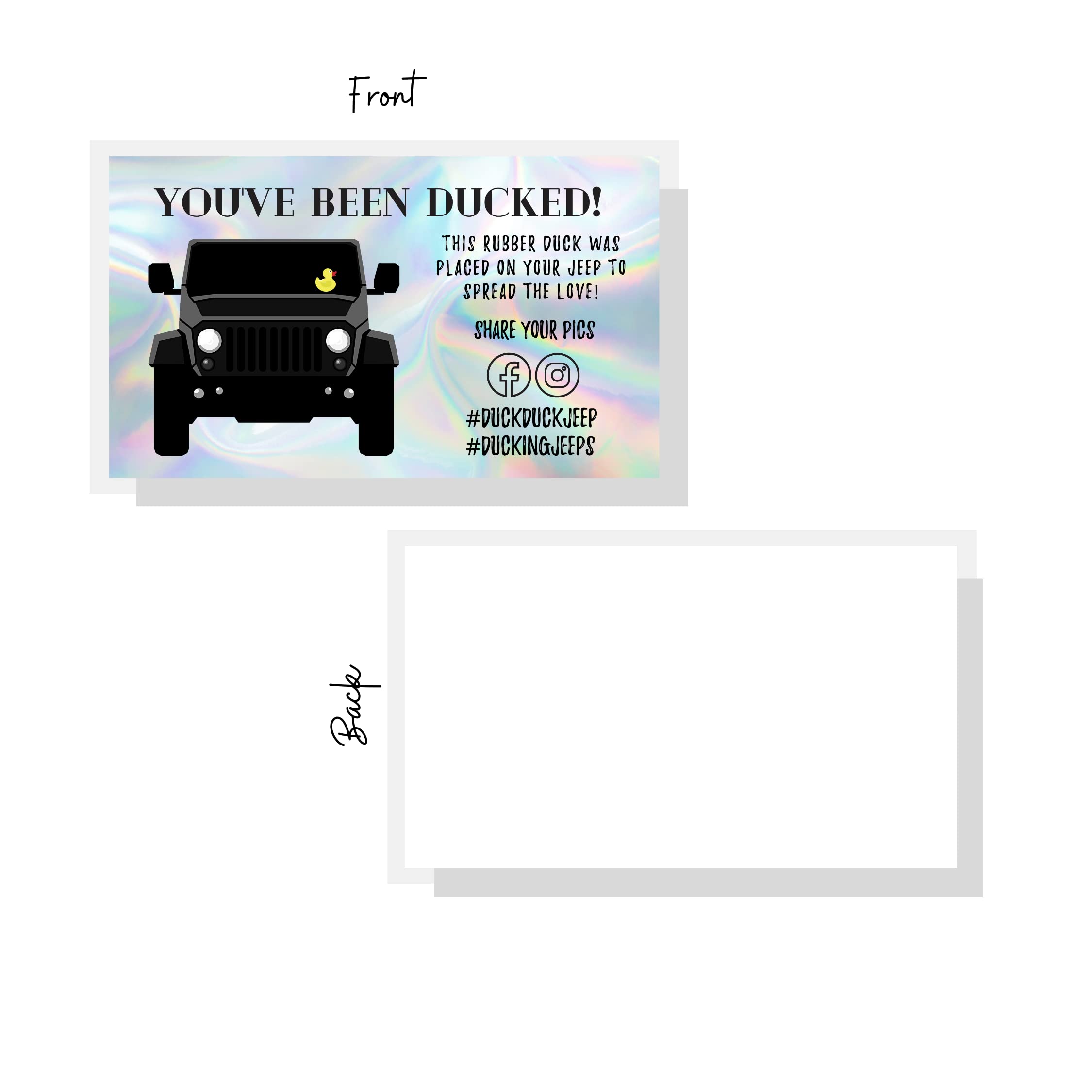 Ducking Game Cards - 50 Pack of 2x3.5 Inch Rainbow Holographic Duck Cards for Duck Duck Goose Party Game, Office Prank Gifts & Fun Social Icebreakers