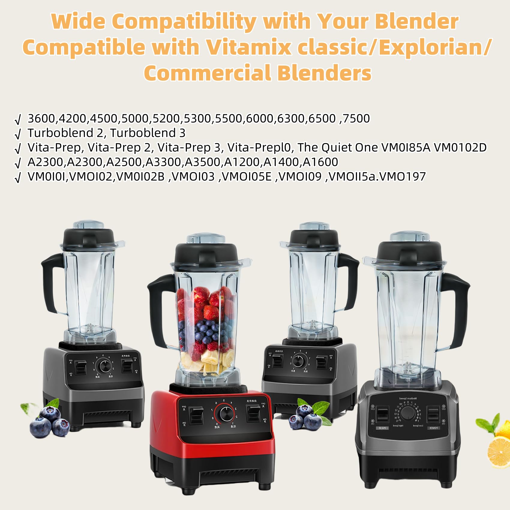 Vitamix Blender Pitcher 64oz - Replacement Container for Vitamix 5200, 5300, 6300, 7500, E310, Classic, Explorian, Professional Series (VM0197, VM0101, VM0100, VM0103) - Perfect for Smoothies, Soups & Nut Butters