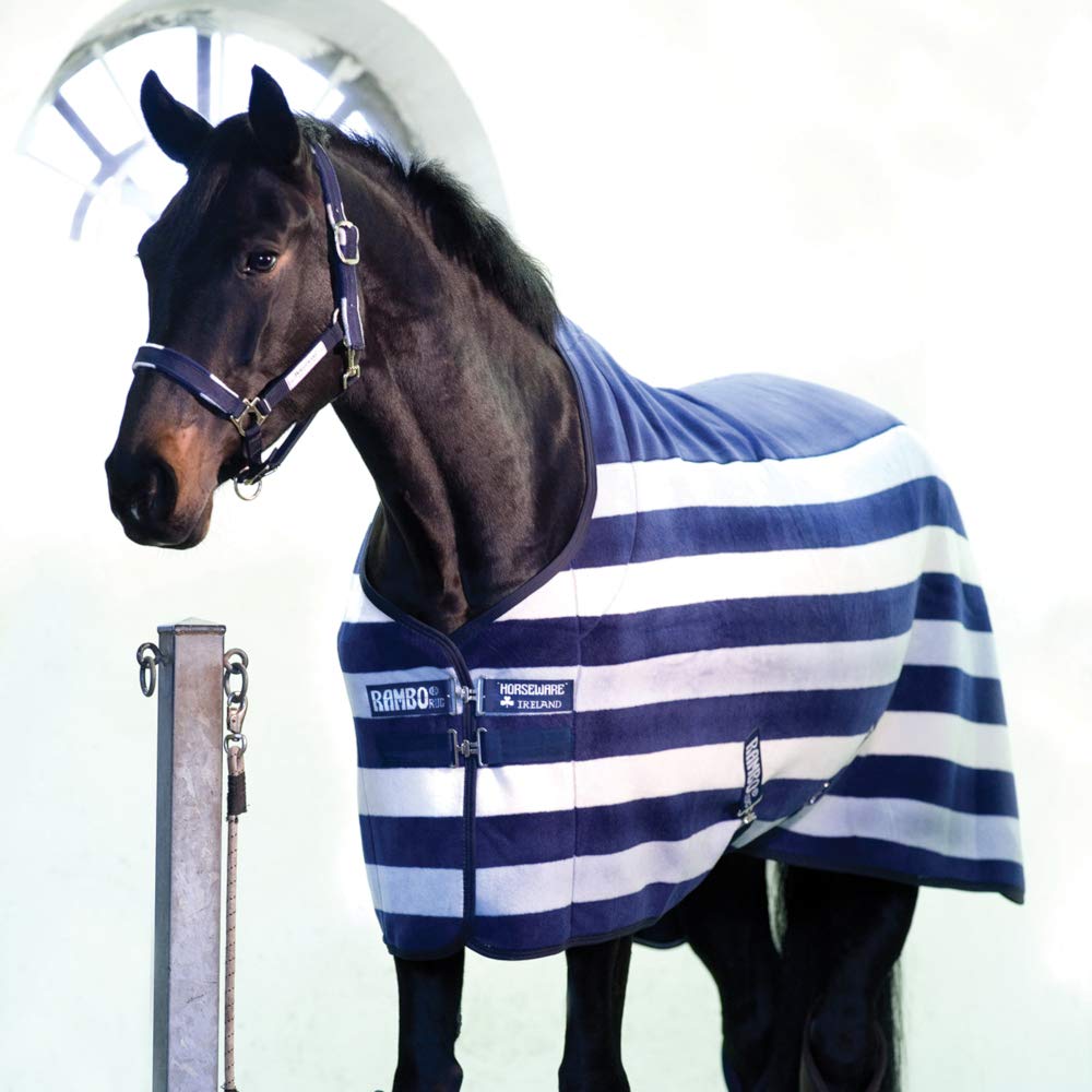 Rambo Deluxe Fleece Cooler 60 - Premium Horse Cooler Blanket in Navy Blue | Ideal for Post-Workout Cooling & Stable Use