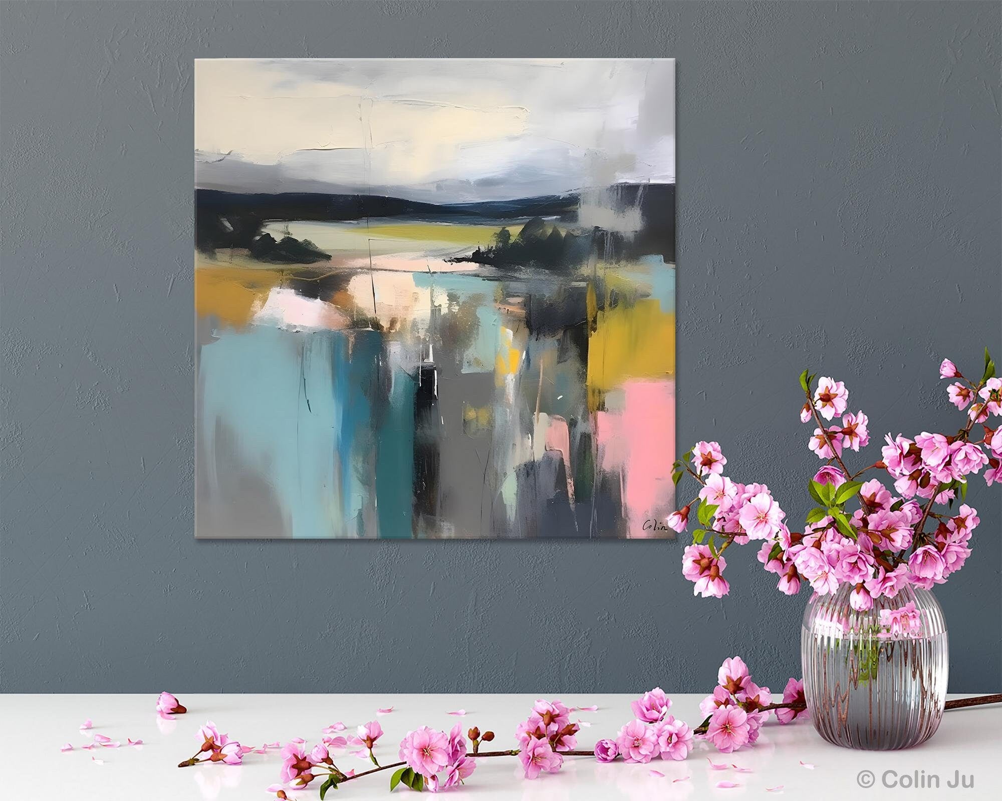 Contemporary Canvas Art - Original Modern Wall Decor, Acrylic Abstract Paintings for Living Room & Bedroom - Large Handmade Canvas Artwork for Home & Office Decor