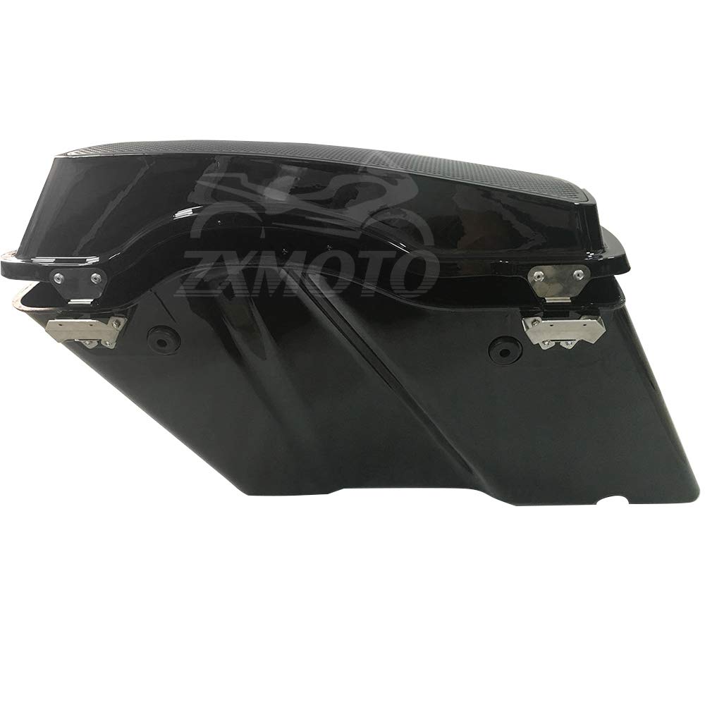 ZXMOTO Vivid Black Hard Saddlebags with 6x9 Dual Speaker Lids - Black Latch & Keys - Compatible with Harley Touring Models 1994-2013 (Road King, Road Glide, Street Glide, Electra Glide) - Perfect for Long Rides & Music Lovers