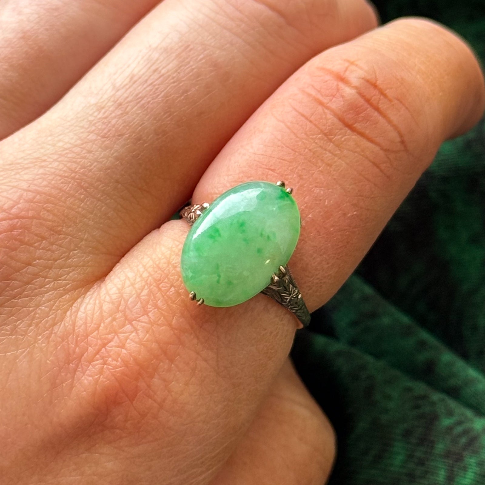 Exquisite 7.50ct Dyed Jadeite Cocktail Ring - Size 7.25 - Elegant Statement Jewelry for Women | Perfect for Evening Parties, Weddings & Special Occasions