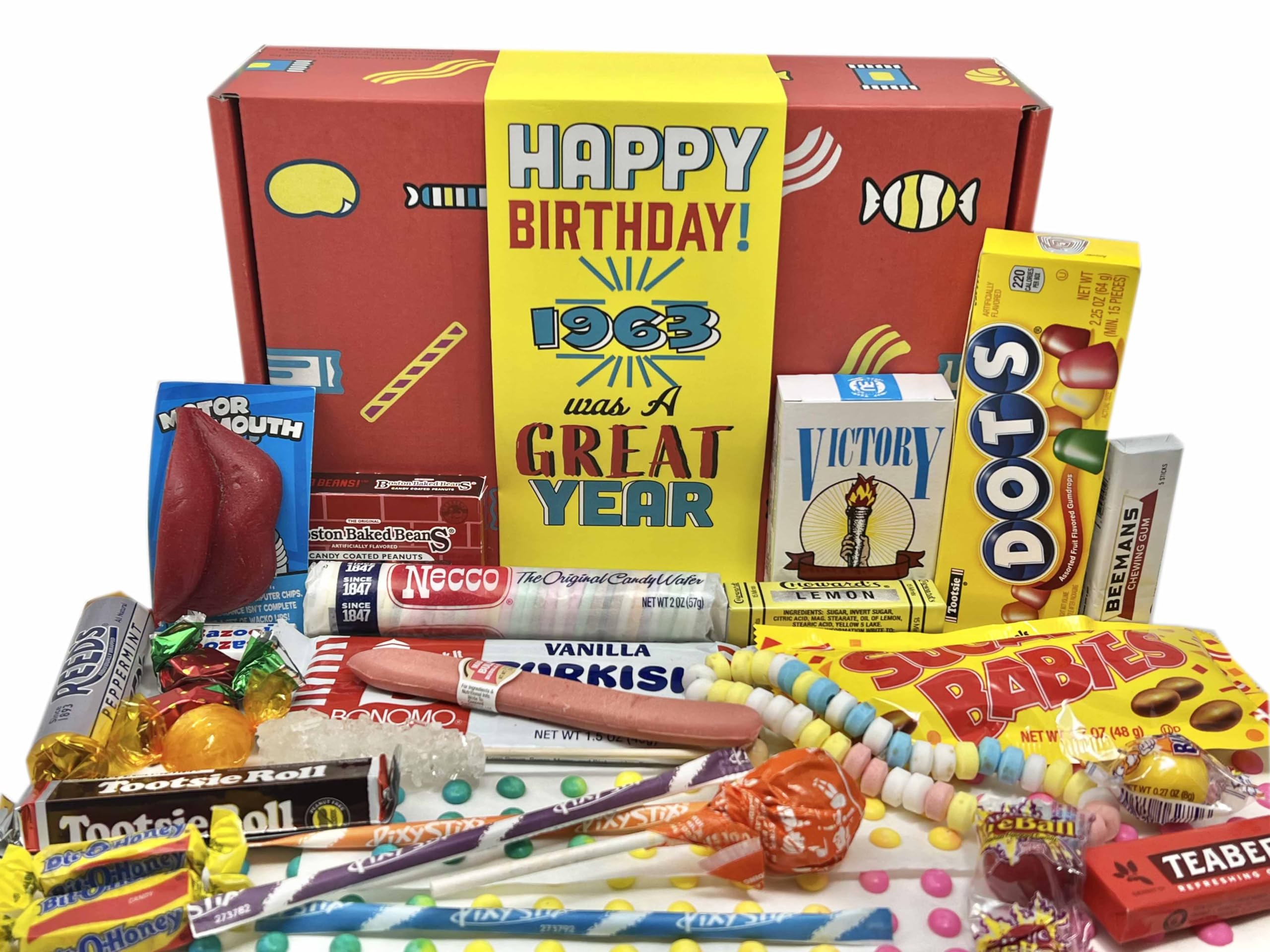 Vintage Candy Gift Box - 1963 Nostalgic Birthday Gift for 62 Year Old Men & Women | Retro Sweets Collection from Childhood | Perfect for 62nd Birthday Parties, Anniversary Celebrations & Sentimental Surprises