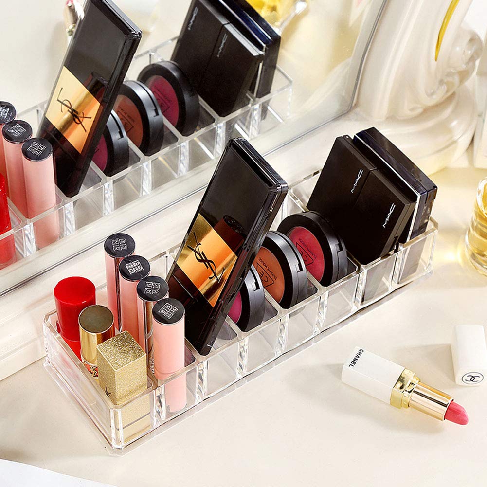 Weiai Clear Acrylic Makeup Organizer - 8 Slot Cosmetic Storage for Blush, Highlighter & Eyeshadow | Perfect for Vanity, Bathroom & Travel Makeup Organization