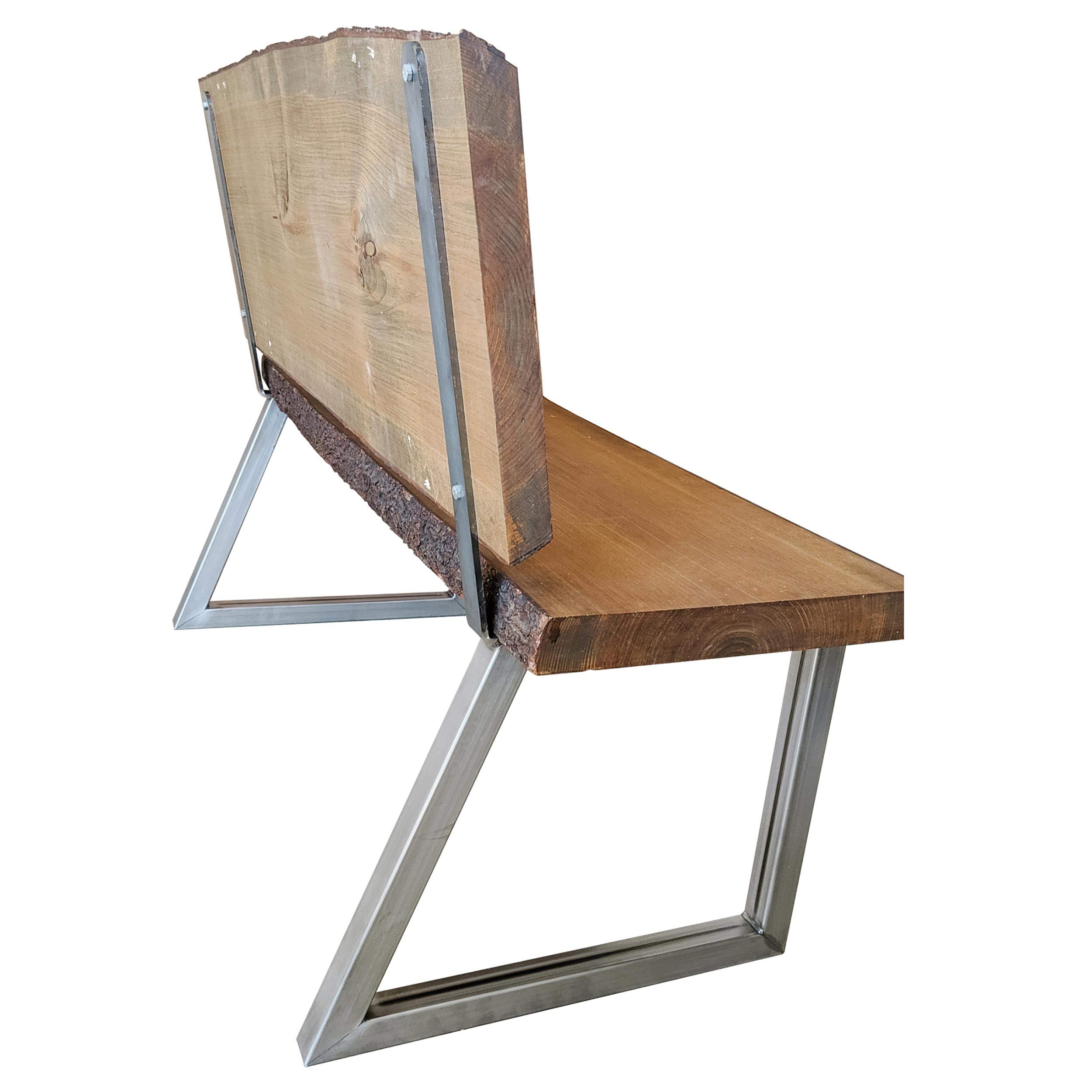Raw Steel Bench Legs with Back Rest - Heavy Duty Pair for Outdoor Patio, Garden, and Deck Furniture