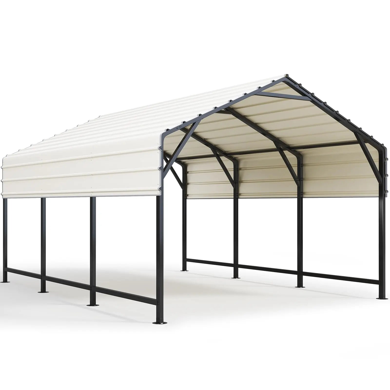 Heavy Duty Metal Roof Car Canopy - Black & White Waterproof Outdoor Shelter for Cars, Trucks, and RVs - Perfect for Parking, Camping, and Outdoor Events