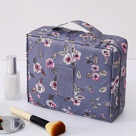**Keetly Large Capacity Cartoon Makeup Bag - Waterproof Travel Cosmetic Organizer with Brush Holder, Cute Printed Toiletry Pouch for Girls & Teens - Perfect for School, Travel & Daily Use**
