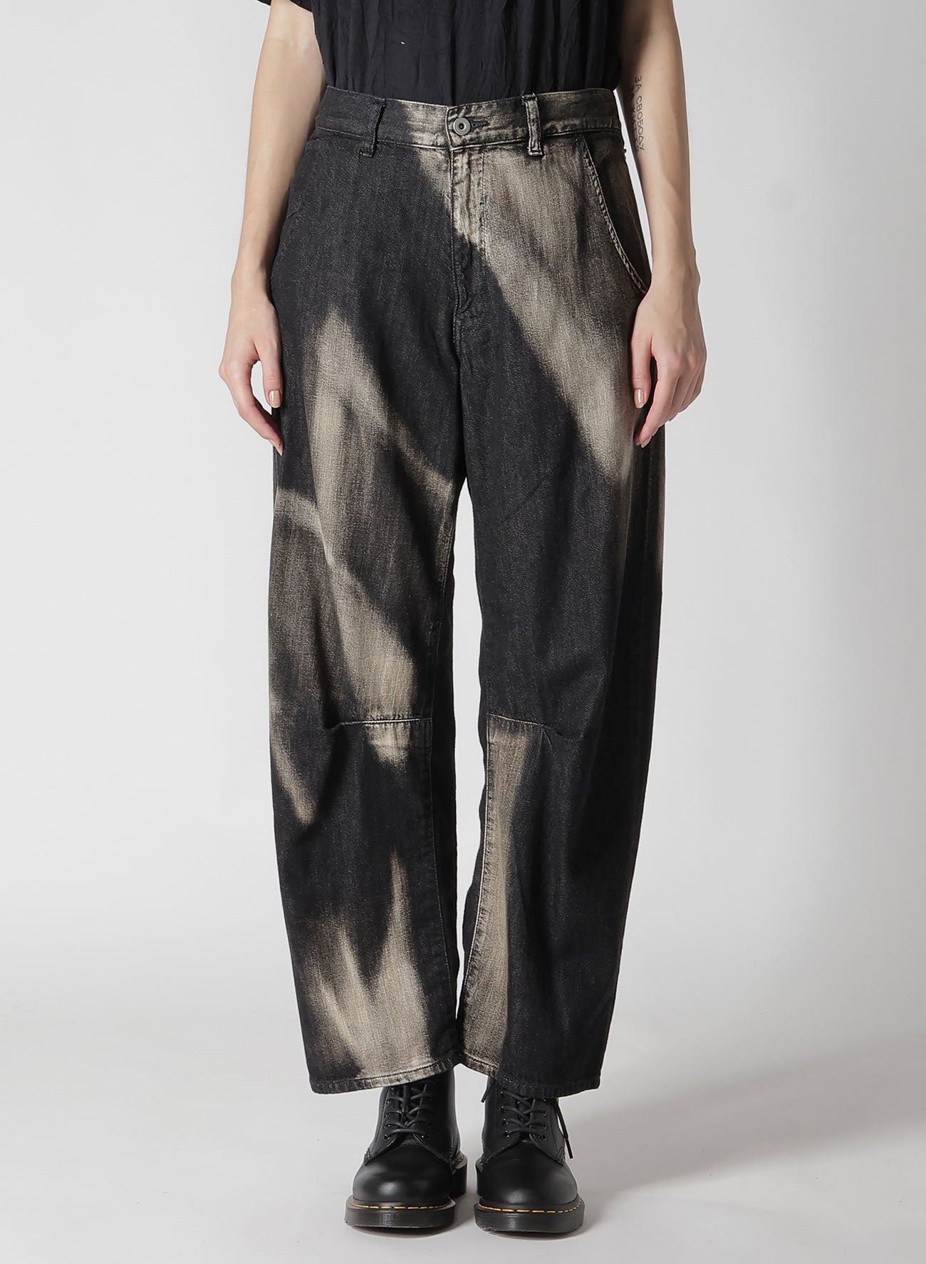 Spotted Denim Gusset Wide Leg Pants for Women - Trendy High Waist Loose Fit Casual Trousers for Everyday Wear, Office, and Street Style
