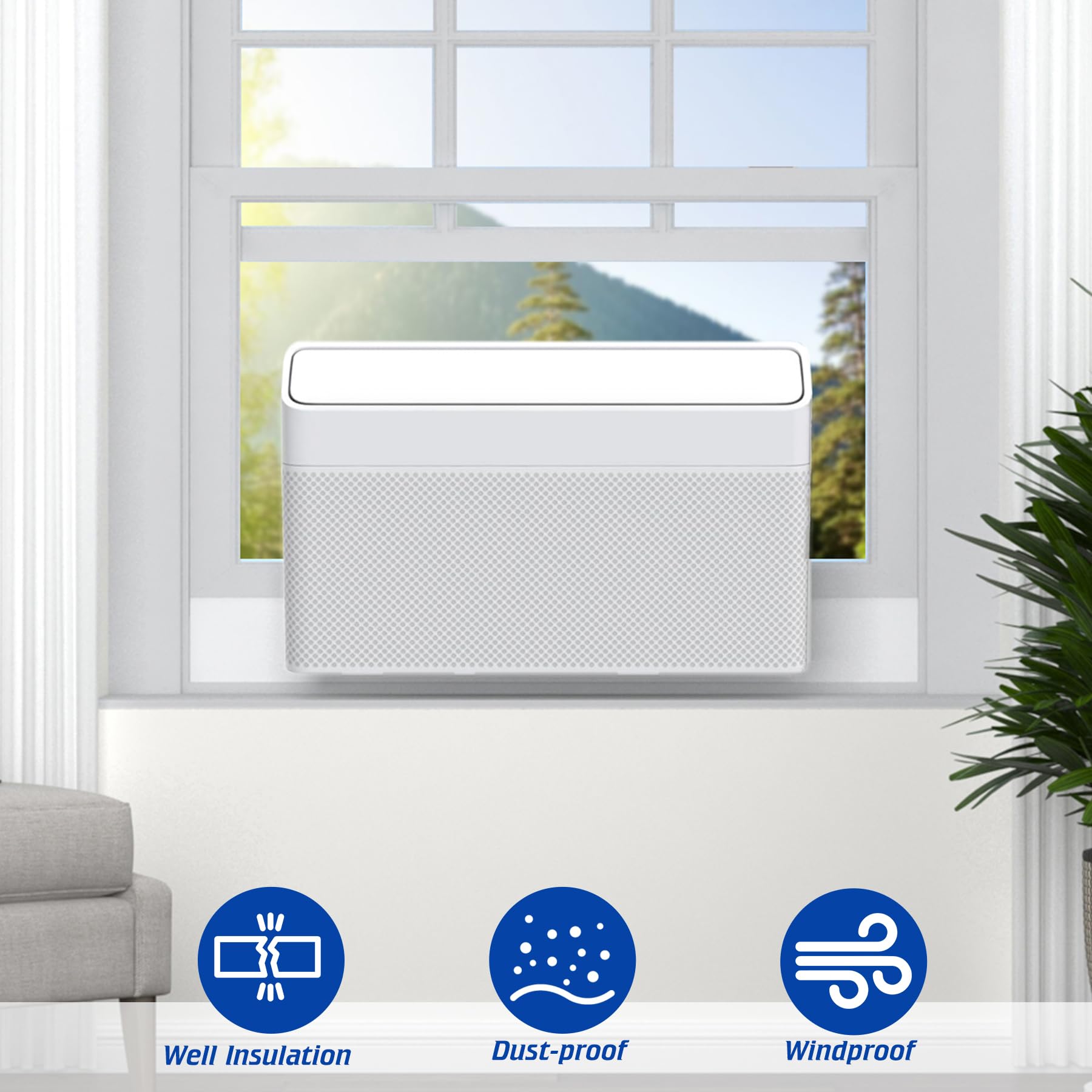 U-Shaped Window AC Foam Insulation Blocks - 2 Pack for Air Leakage Prevention with Seal Strip | Perfect for Home, Office & Apartment Cooling Efficiency