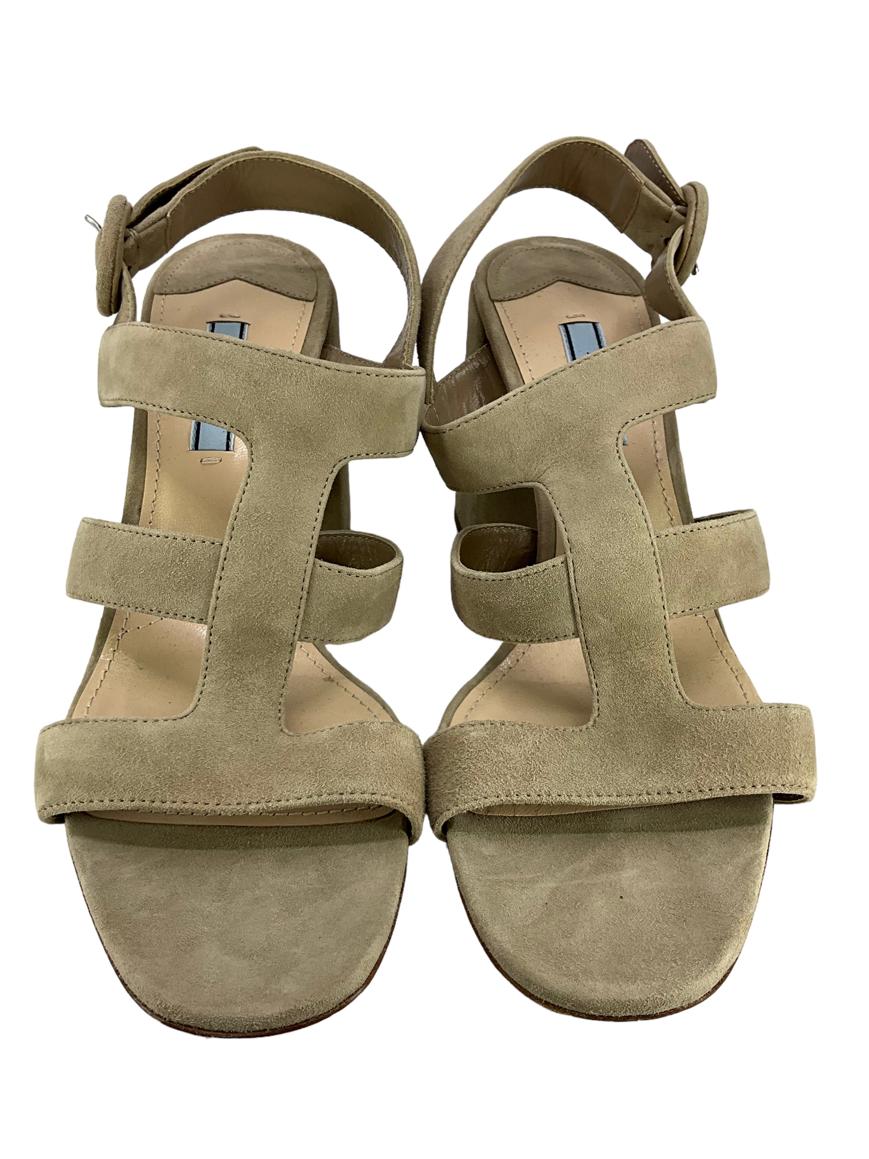 PRADA Suede Buckle Ankle Strap Sandals Women's Size 9 - New Luxury Designer Heels for Parties, Weddings & Evening Events