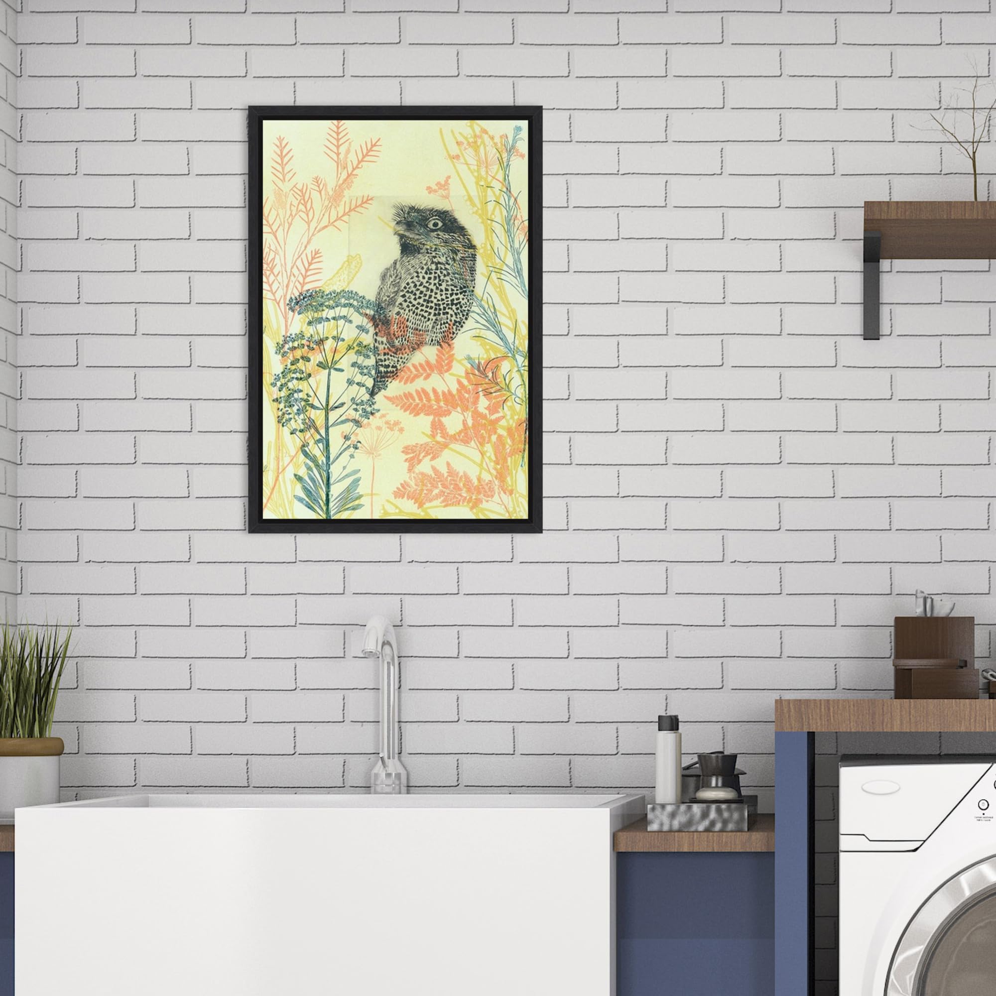 Amanti Art Framed Canvas Wall Art - 23x16 Friendly Tawny Frog by Trudy Rice, Animal Painting for Modern Home Decor, Ready-to-Hang Framed Artwork for Living Room, Bedroom, Bathroom & Kitchen - Perfect Gift for Nature Lovers & Home Styling