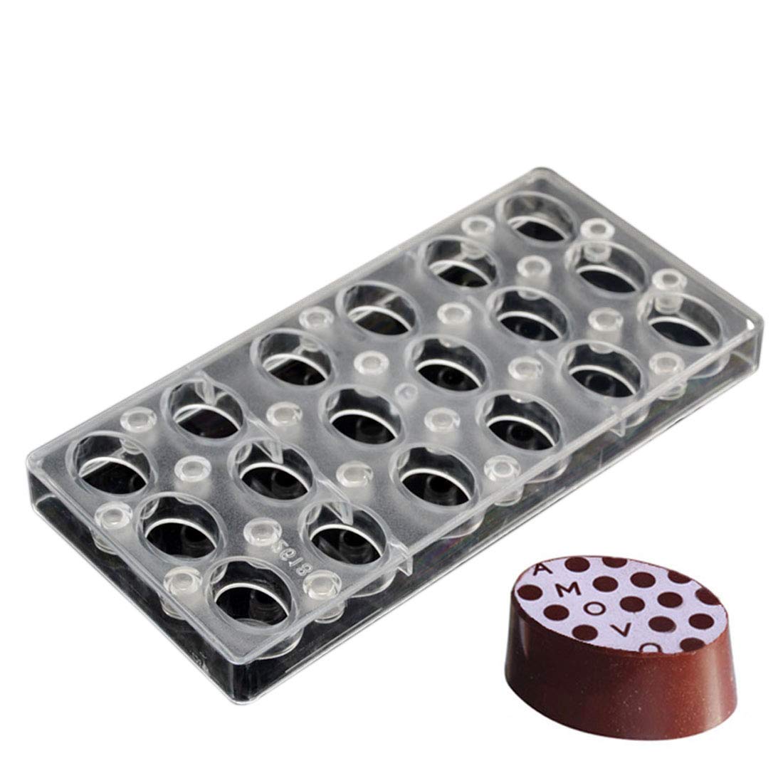 Premium Polycarbonate Chocolate Transfer Sheet Mold - DIY Handmade Candy Making Tool for Oval Shaped Chocolates (19349) - Perfect for Home Baking, Professional Desserts & Gift Packaging