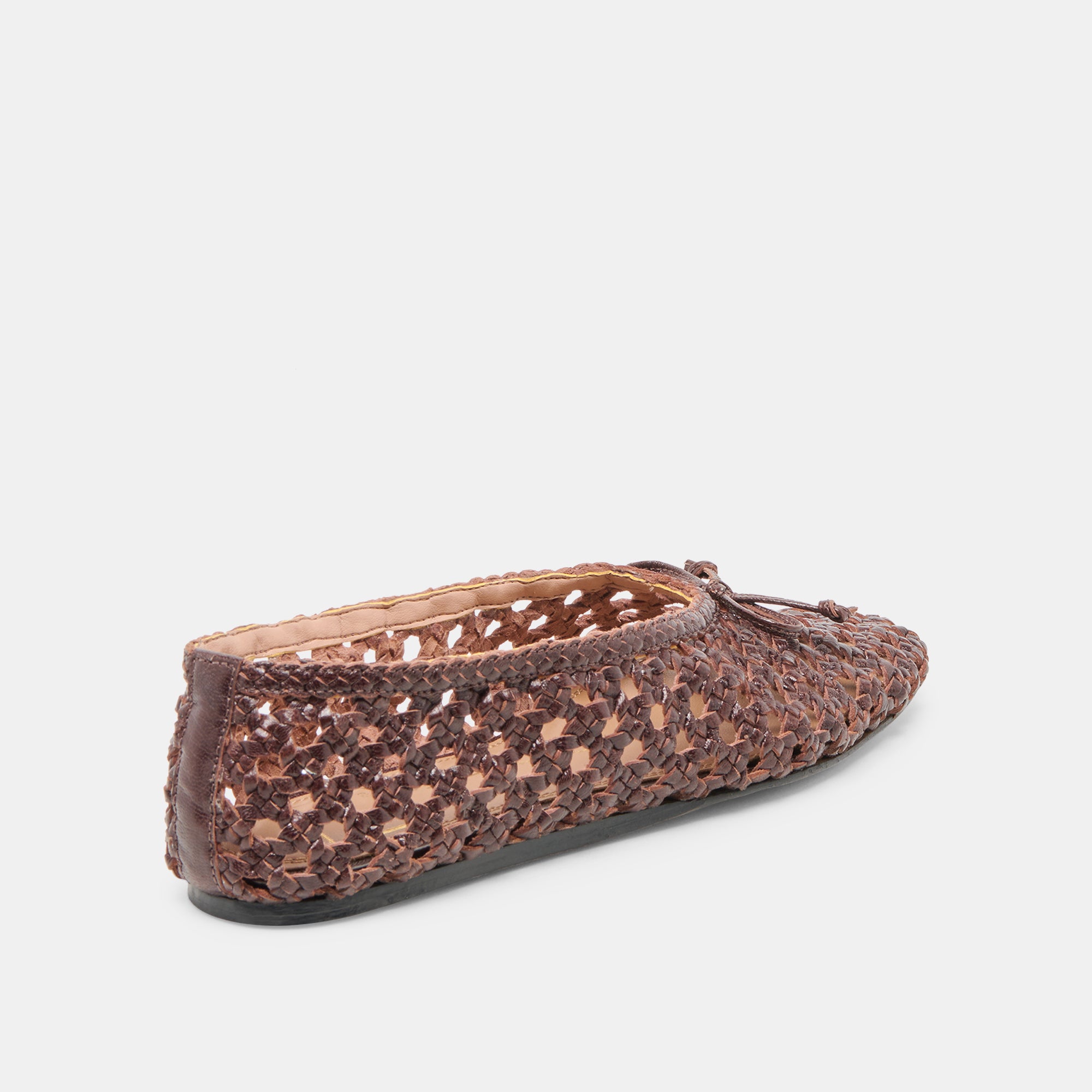 EDDA Women's Brown Woven Leather Ballet Flats - Comfortable Slip-On Shoes for Work, Travel & Casual Outfits