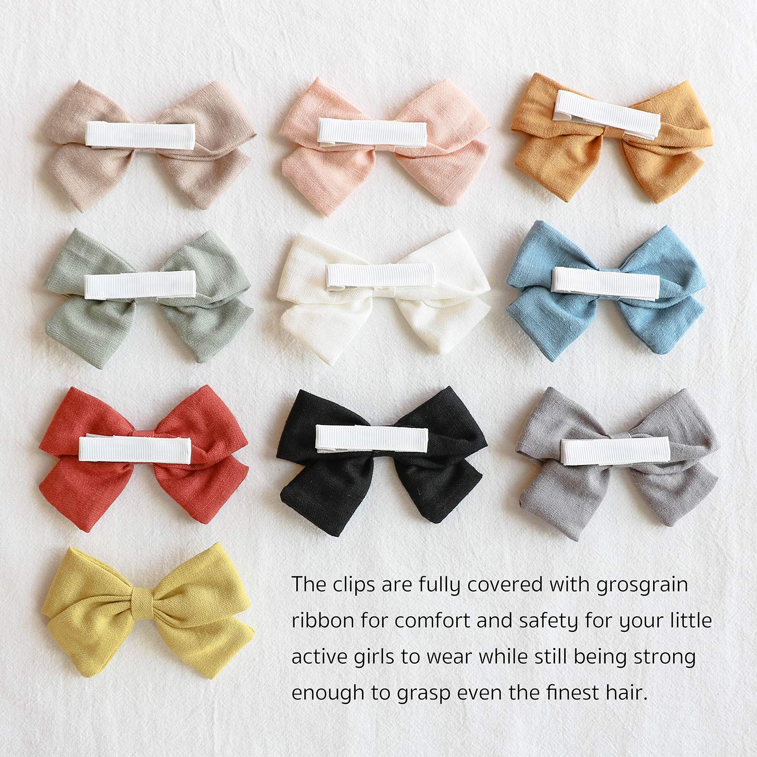 10 Pack Baby Girl Hair Clips - 3.4 Inch Alligator Clip Hair Bows with Fully Lined Barrettes for Toddlers & Kids | Cute Hair Accessories for School, Parties & Daily Outfits