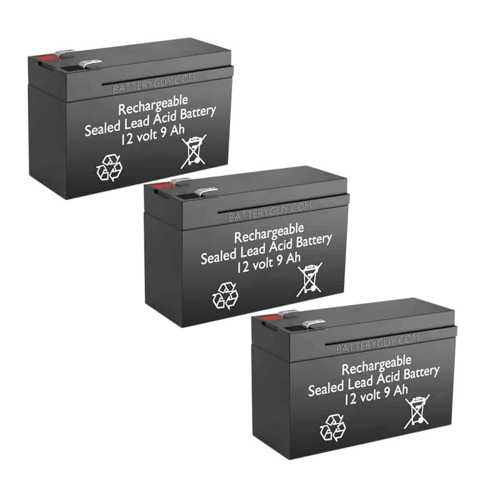 BatteryGuy 12V 9Ah SLA Replacement Battery - 5115 1400 VA Equivalent (Rechargeable, High Rate) - Pack of 3 - Perfect for UPS Backup, Emergency Lighting & Security Systems