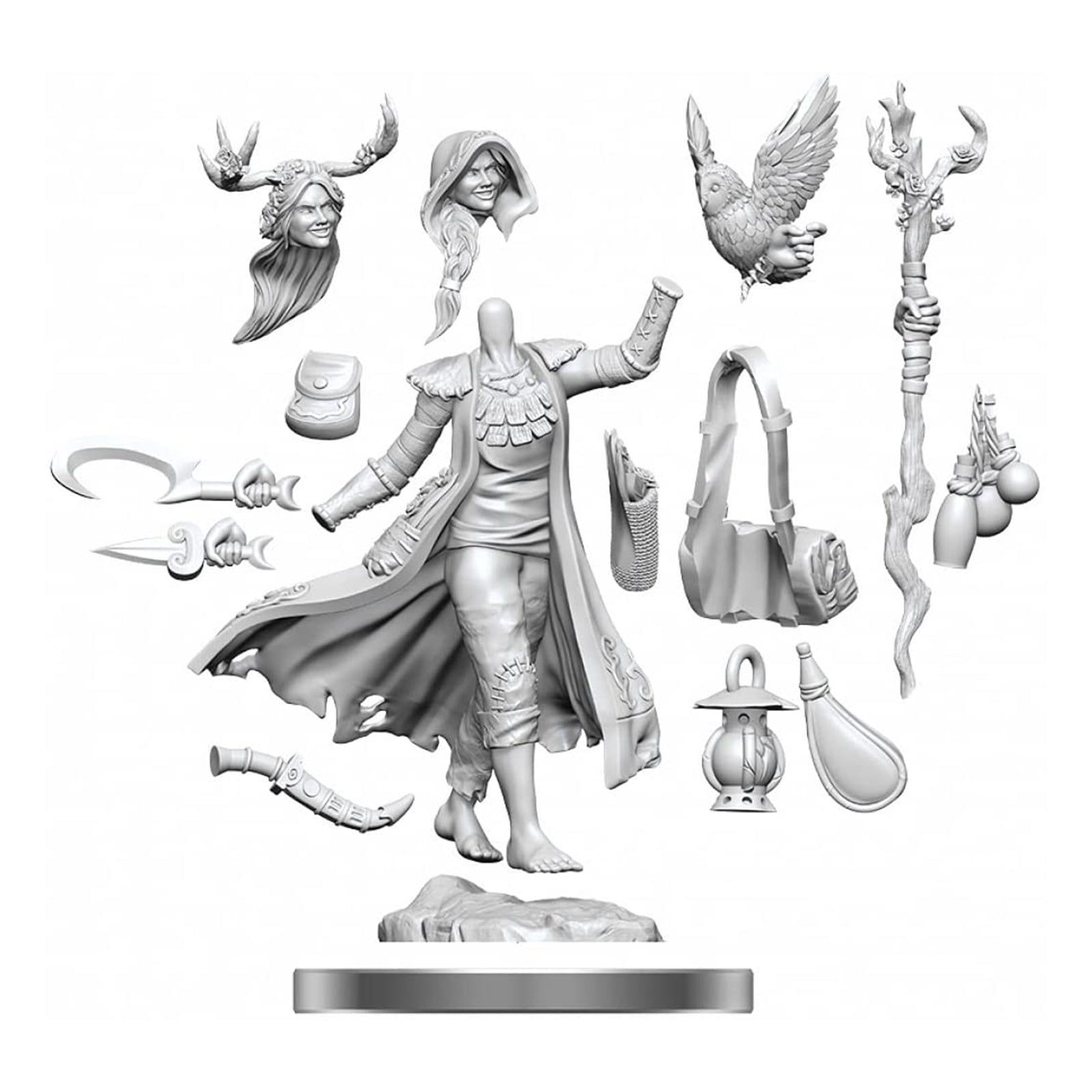 Dungeons and Dragons Frameworks Female Human Druid Miniature Figure - Perfect for D&D RPG Gaming, Tabletop Adventures, and Collectors