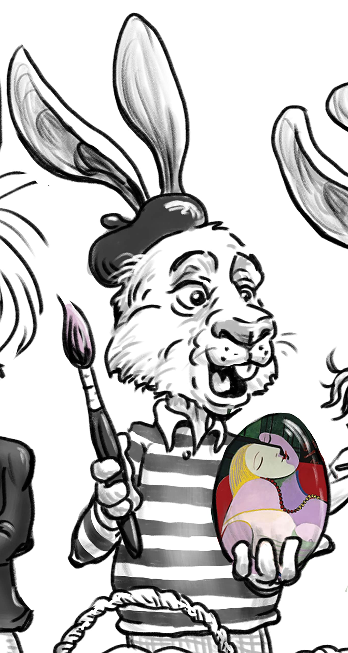Easter Egg Artists Cartoon/Illustration - Hand-Signed Artwork with Mat & Quality Frame (Black) | Perfect for Home Decor, Easter Gifts & Art Collectors