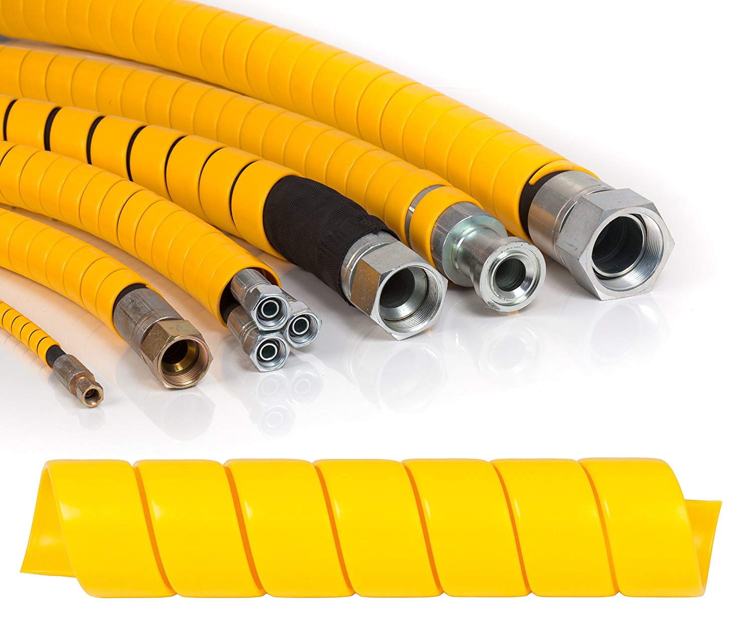1 Inch Heavy Duty HDPE Spiral Cable Wrap - Flexible Plastic Wire Sleeve Protector (50ft, Yellow) | Cord Management for Home, Office & Automotive Wiring