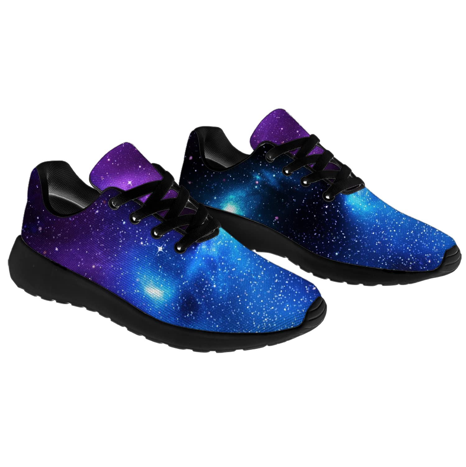 Unisex Galaxy Print Running Shoes for Women & Men - Lightweight Walking & Tennis Sneakers in Blue Purple Cosmic Design - Perfect for Jogging, Gym Workouts & Casual Wear - Size 4.5 Men/6.5 Women Black & 6.5 Women/4.5 Men