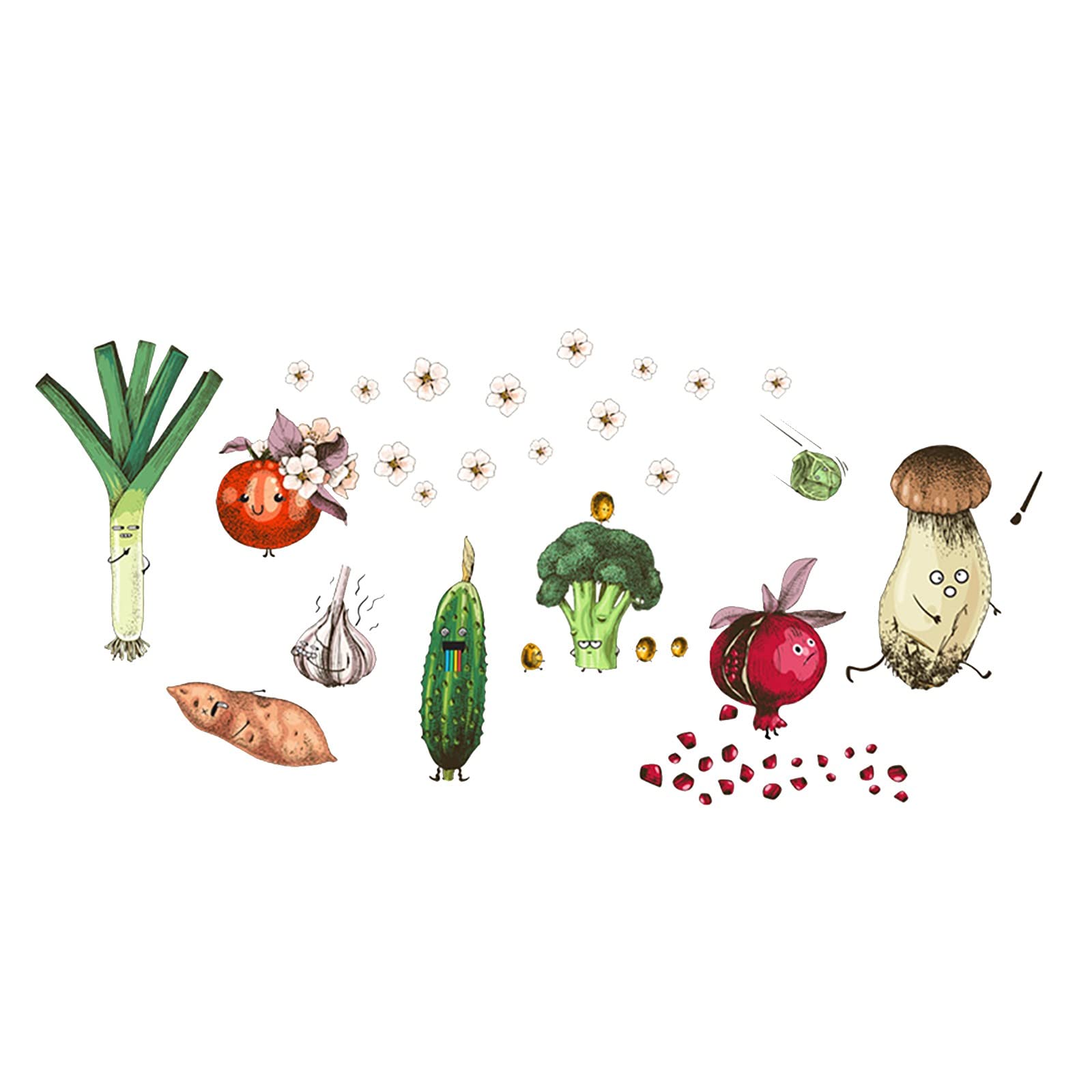Cartoon Vegetable Wall Stickers - DIY Kitchen & Fridge Decals for Kids Room Decor