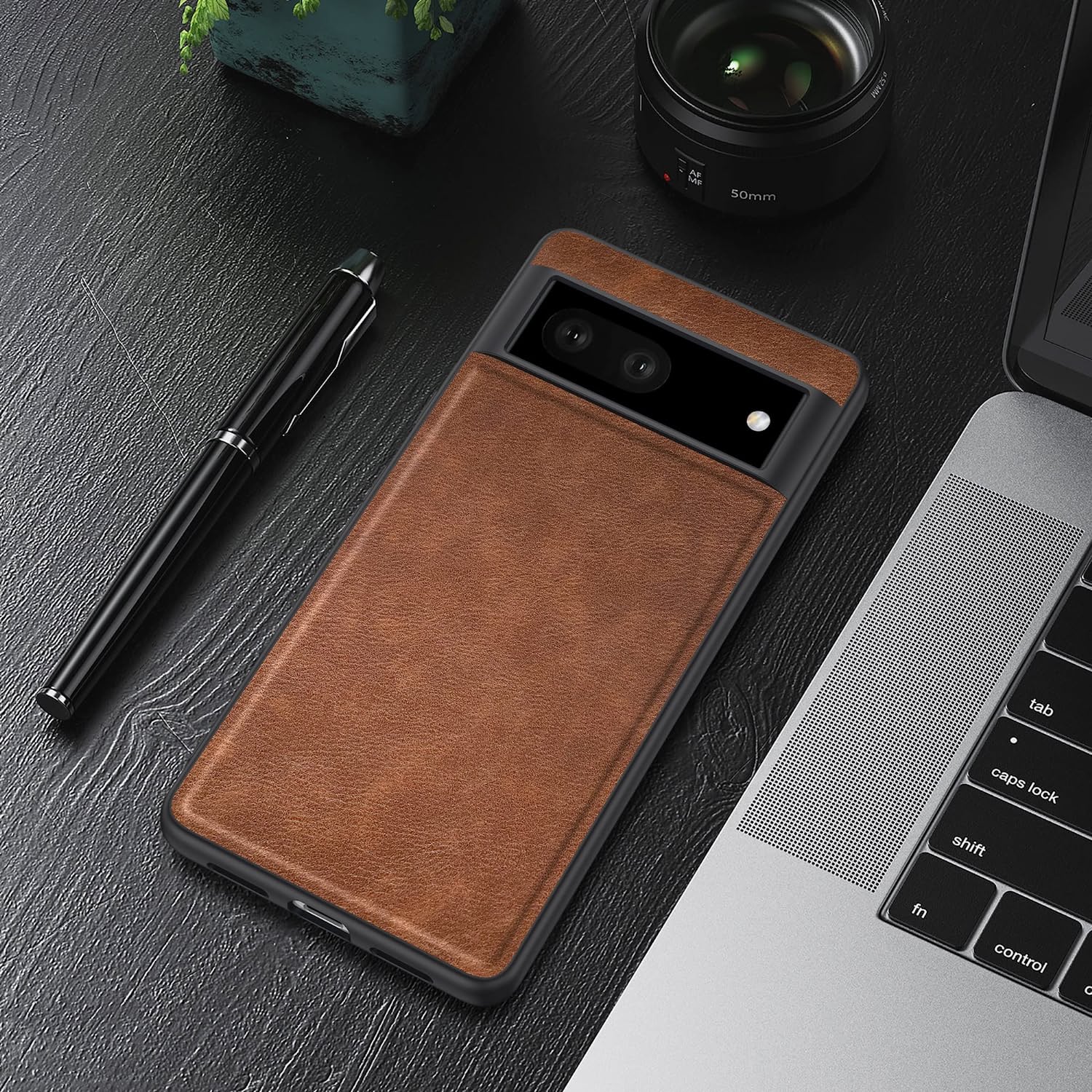 Google Pixel 7 5G Phone Case - Premium Genuine Leather Soft Cover with Shockproof Protection (6.3 Inch) Dark Brown - Perfect for Business Professionals & Daily Use