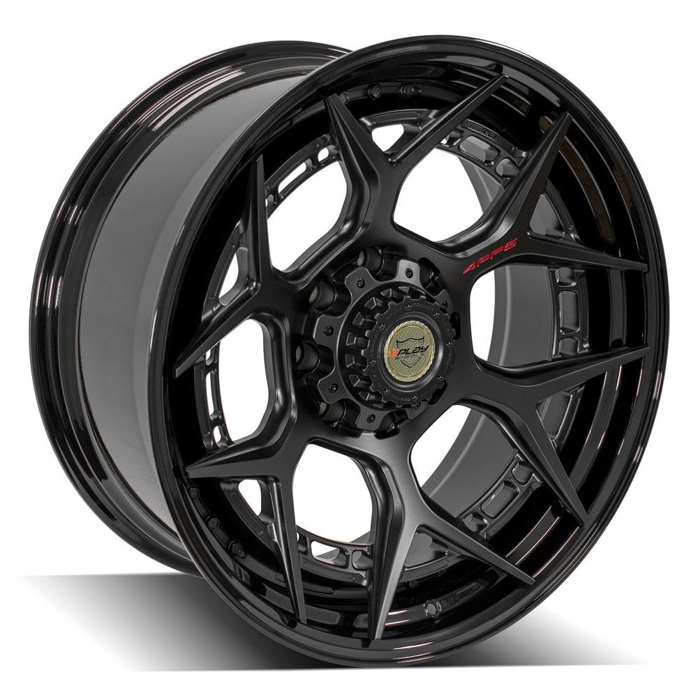 4Play Forged Series 4PF6 Matte Black Center with Gloss Black Barrel 22x10.0 18-Inch 8x165.1mm 124.9mm Offset Wheels - Perfect for Trucks, SUVs, and Off-Road Vehicles