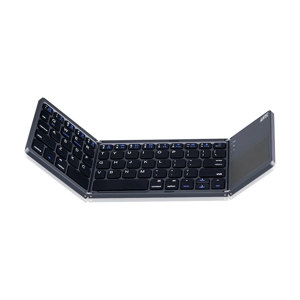 Foldable Bluetooth Keyboard with Touchpad - Rechargeable Wireless Mini Keyboard for PC, Tablet, Samsung, Android, iOS & Smartphone (Dark Gray) | Perfect for Travel, Office & Home Use