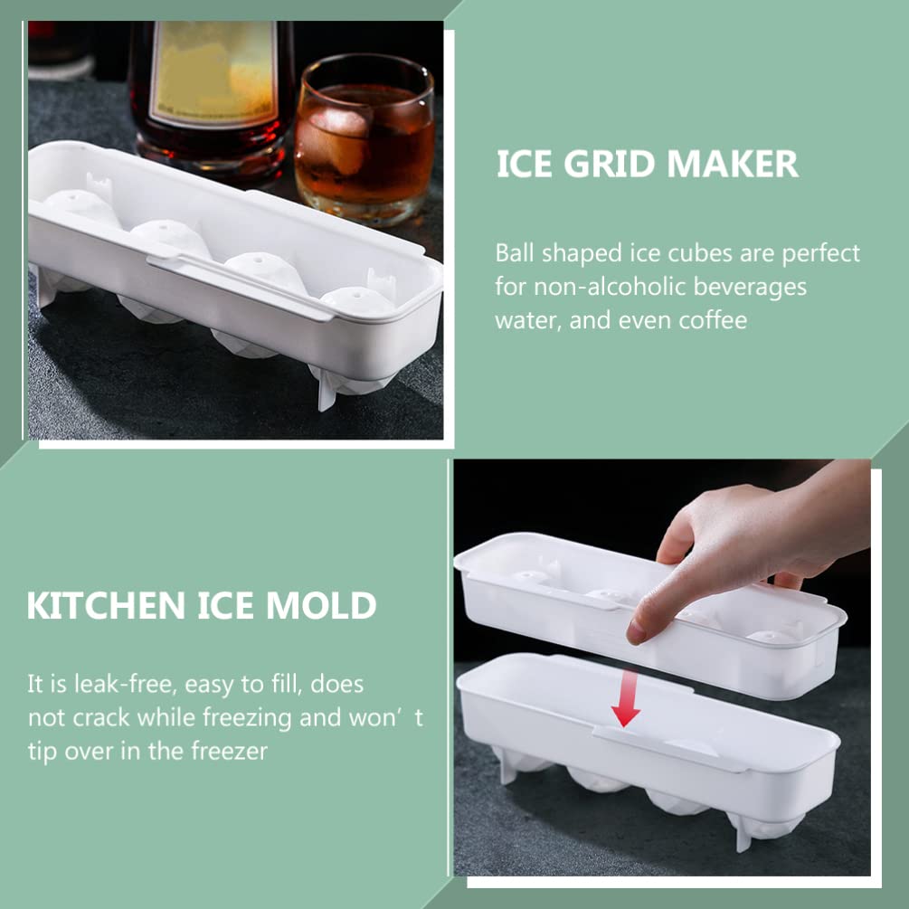 Premium Silicone Ice Cube Tray with Lid - 2 Pack Mini Ice Maker for Drinks, Smoothies & Cocktails | 4 Grids Ice Storage Container for Freezer, Party, Kitchen & Bar Use