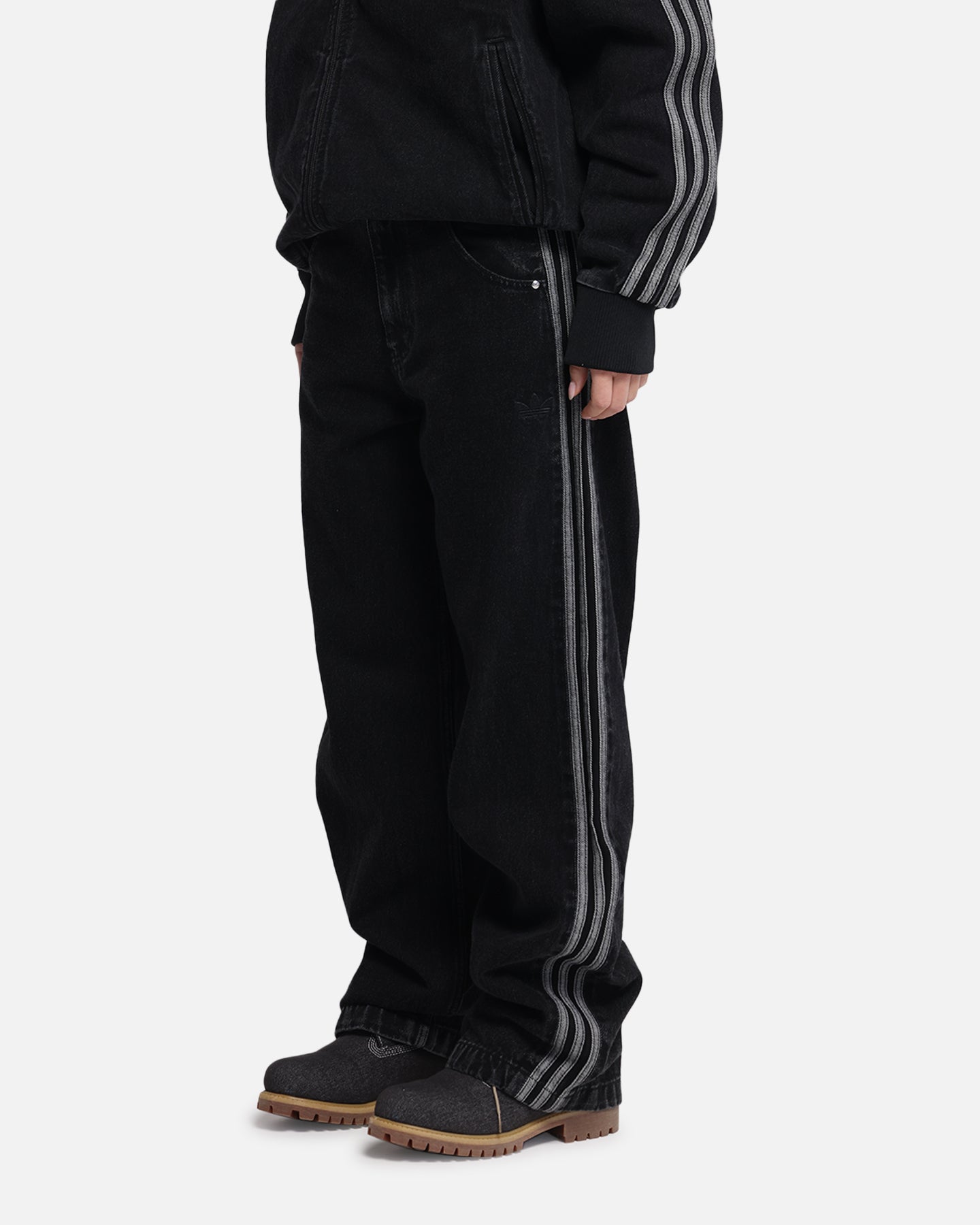 Adidas Adicolor Denim Firebird Pants for Men - True Black | Classic Track Pants for Casual Wear, Street Style & Gym