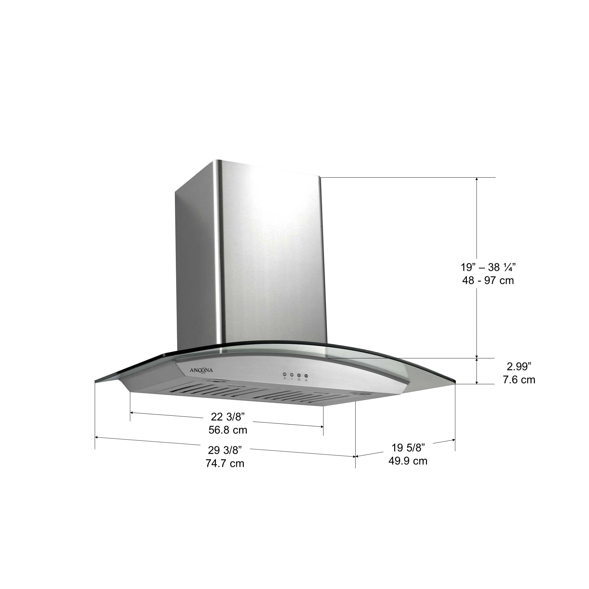 GCP530 30-Inch Stainless Steel Wall Mount Range Hood with Glass Canopy - Powerful Kitchen Exhaust Fan for Smoke & Odor Removal - Perfect for Modern Home Cooking, Grilling, and Heavy-Duty Stovetop Use