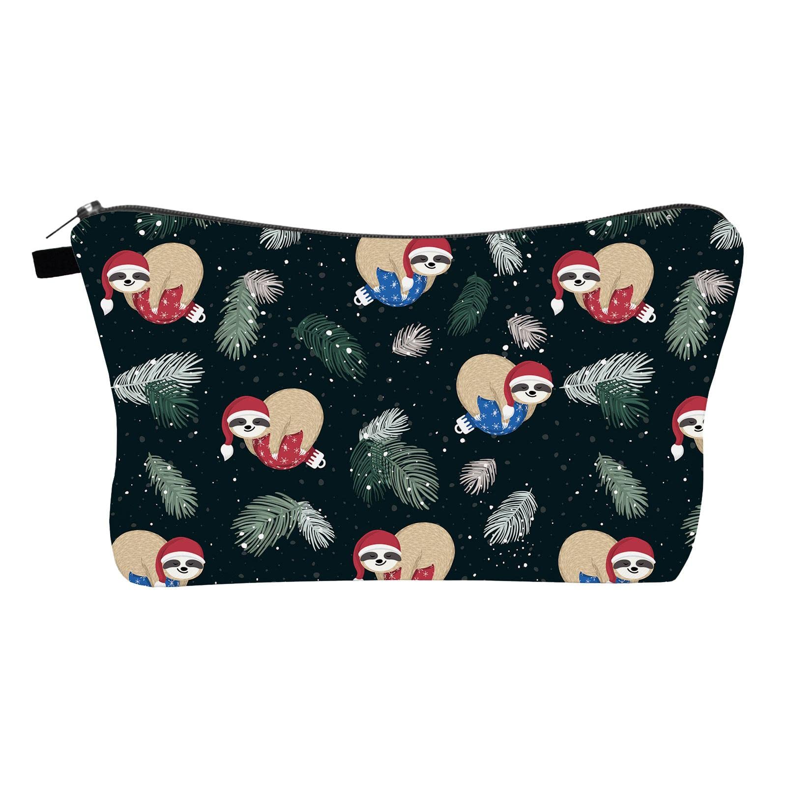 Leihou Christmas Makeup Bag - 8.66X5.31 Inch Waterproof Cosmetic Travel Organizer with Zipper - Cute Snowman & Elk Print Portable Toiletry Pouch for Women & Girls - Perfect for Holiday Travel, Gift Exchange & Daily Makeup Storage