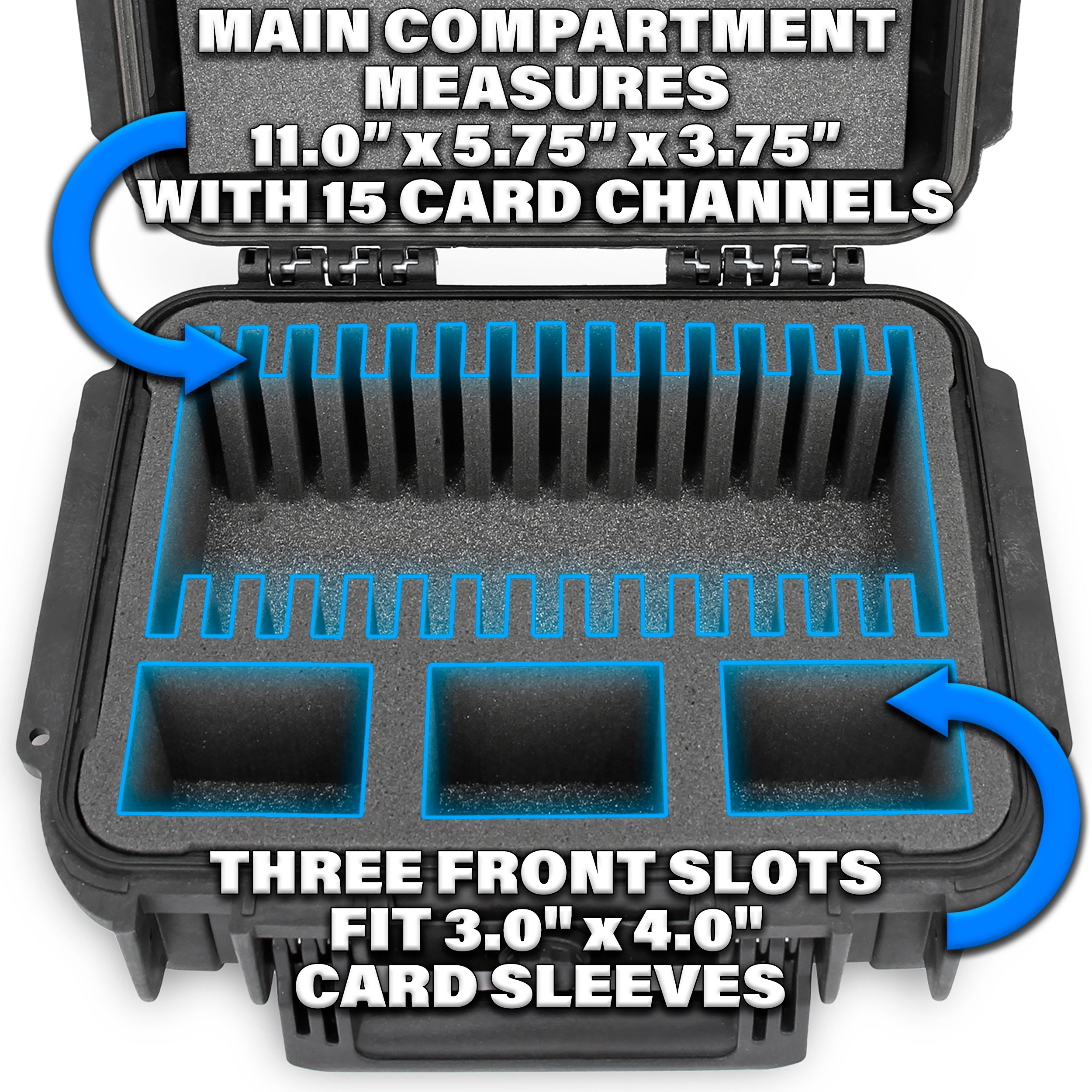 CASEMATIX Graded Card Storage Box - 15 Individual Slots for SGC BGS PSA Sports Trading Cards - Waterproof Travel Case for Collectible Card Protection - Perfect for Card Shows, Travel & Home Display