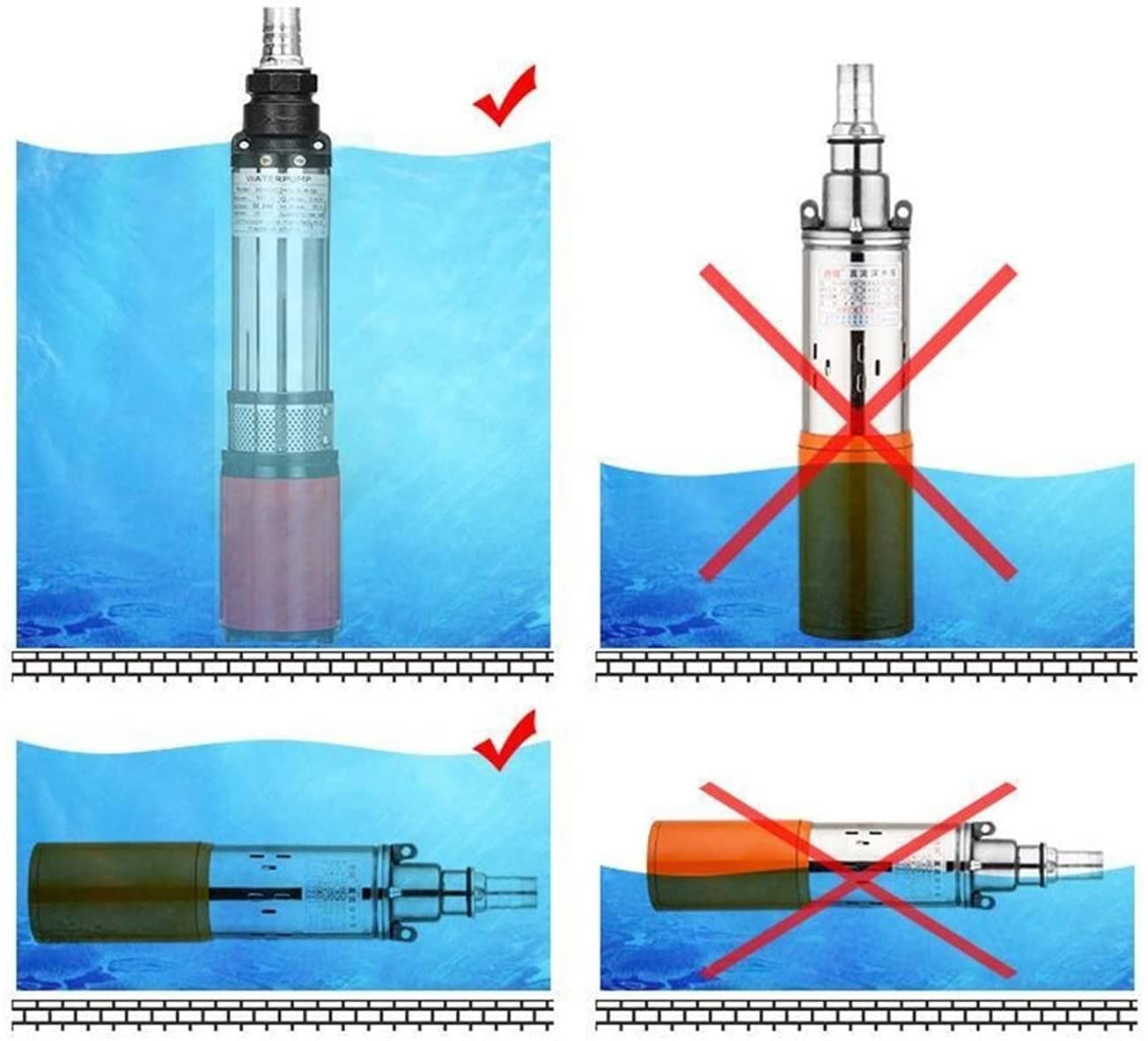 24V DC Solar Submersible Well Pump - 3 Inch Stainless Steel Deep Well Water Pump with 1