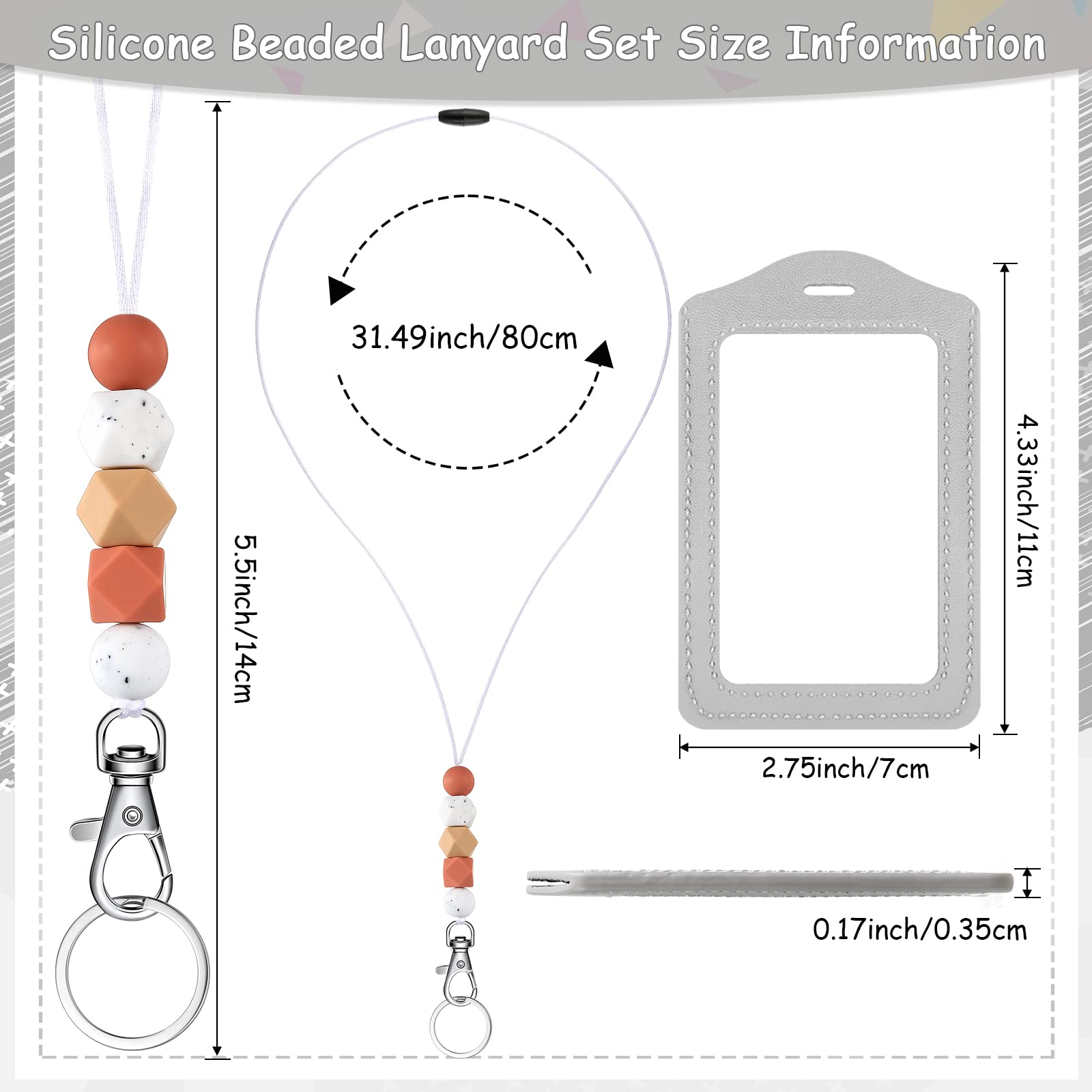 Premium Breakaway Lanyard with 2 ID Badge Holders - Silicone Beaded Adjustable Neck Strap & Leather Card Holder for Teachers, Employees, Women (Basic Style) - Perfect for Schools, Offices, Conferences & Events