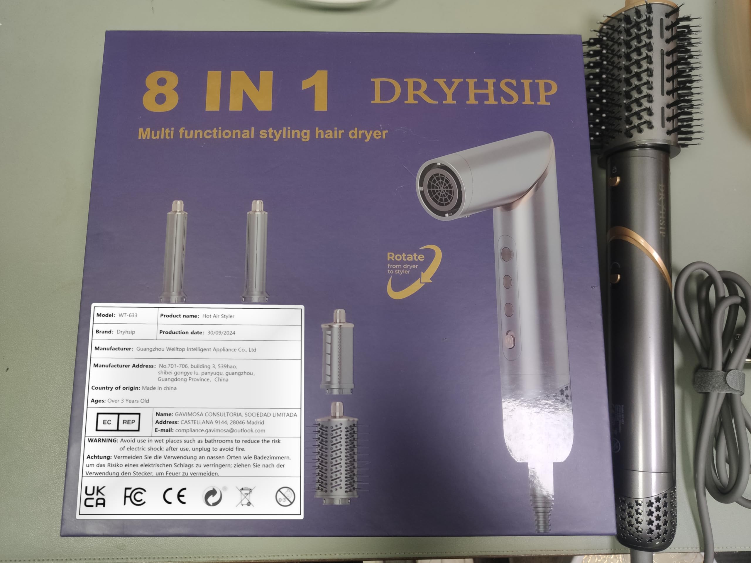 8 in 1 Hair Dryer Brush Set - Ionic Hot Air Styler for Curling, Waves & Straightening | Foldable Blow Dry Brush for Volume & Smoothing | Perfect for Home, Salon & Travel Styling