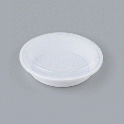 48 oz Round White Plastic Food Storage Containers with Clear Lids - Microwave Safe, 9x9x1.75 Inches - 50 Pack Bulk Disposable Takeout Containers for Restaurants, Catering & Meal Prep