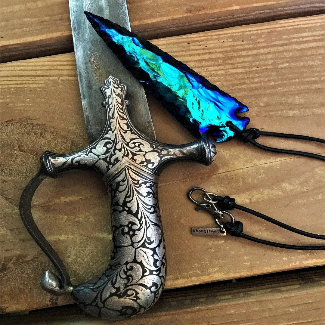 Titanium Agate Arrowhead Pendant Necklace - Handmade Gemstone Jewelry for Men & Women - Perfect for Outdoor Adventures, Boho Fashion & Gift Giving