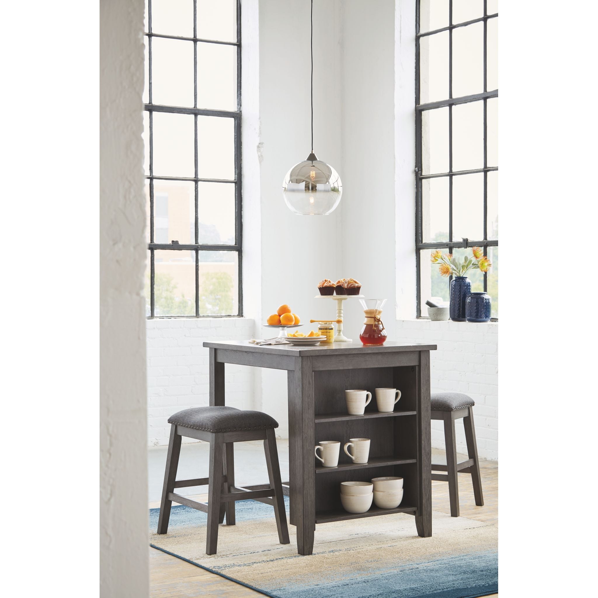 Caitbrook 5-Piece Counter Height Dining Set - Modern Kitchen Table & Stools for Small Spaces - Perfect for Breakfast Nook, Apartment, or Bar Area