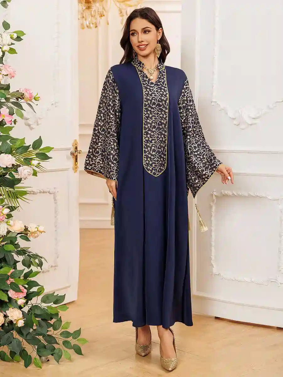 Elegant Eid Embroidery Tassel Caftan Dress for Women - Flowy Long Kaftan with Intricate Designs #25438 | Perfect for Eid Celebrations, Weddings & Special Occasions