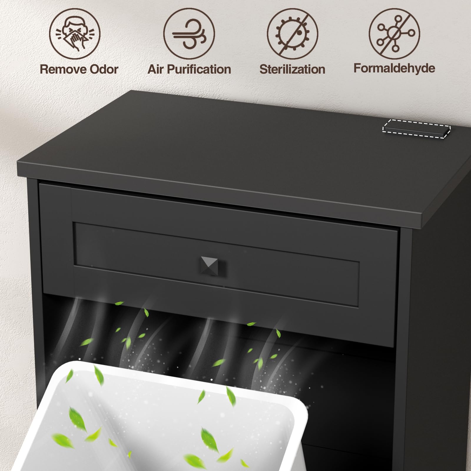 Farmhouse Tilt Out Trash Cabinet with Negative Ion Technology - 10 Gallon Dog Proof Garbage Can Storage for Kitchen, Bathroom & Living Room - Black - Perfect for Small Spaces and Pet-Friendly Homes