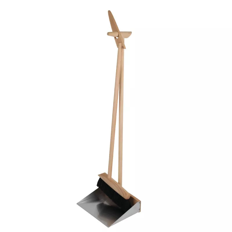 Standing Dustpan and Broom Set - Heavy Duty Floor Cleaning Brush & Dustpan Combo for Home, Kitchen, Garage, and Office Use