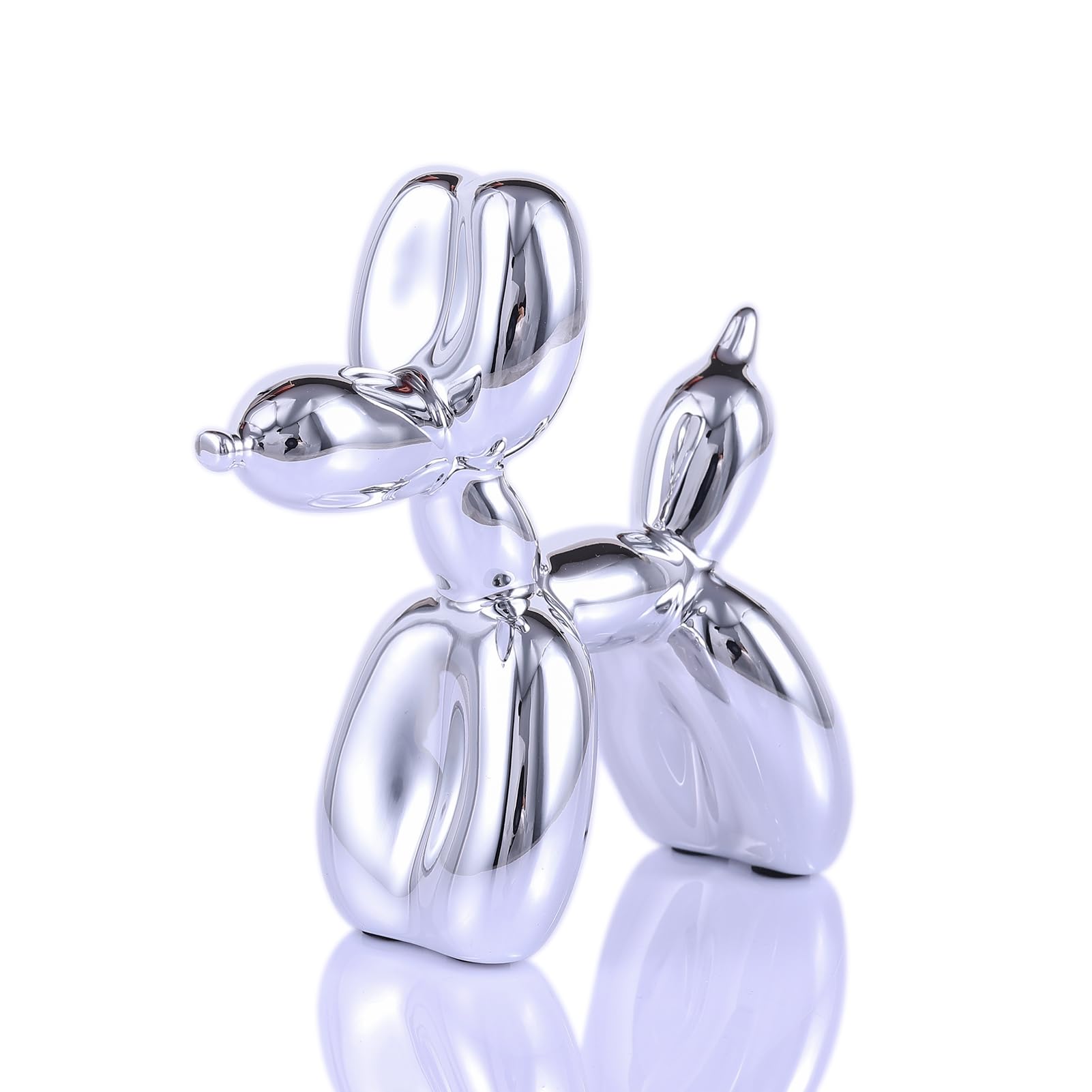 Silver Balloon Dog Sculpture - Modern Animal Art Decor for Bedroom, Office & Preppy Room | Unique Gift Idea & Stylish Home Decoration